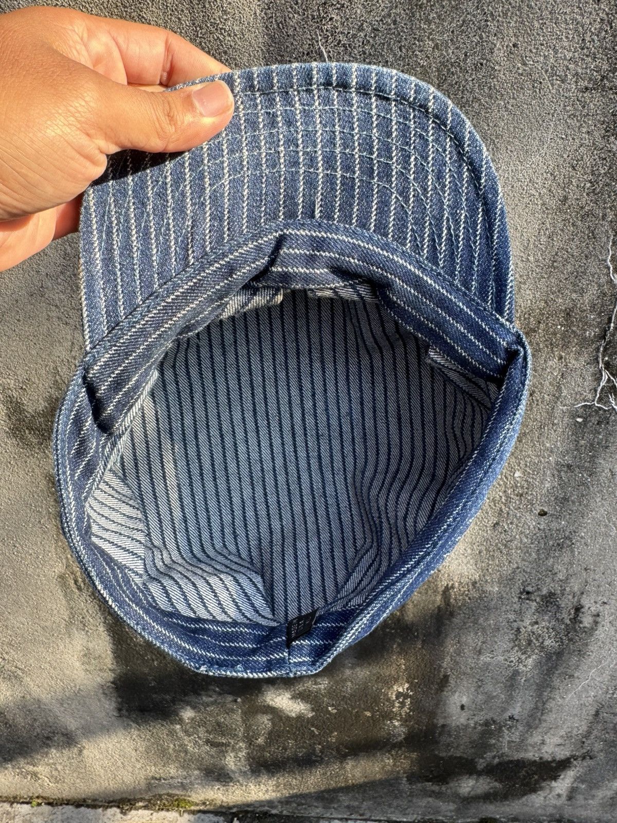 Vintage Vintage 70s Denim Hickory Striped Railroad Conductor Hat Size ONE SIZE - 4 Thumbnail