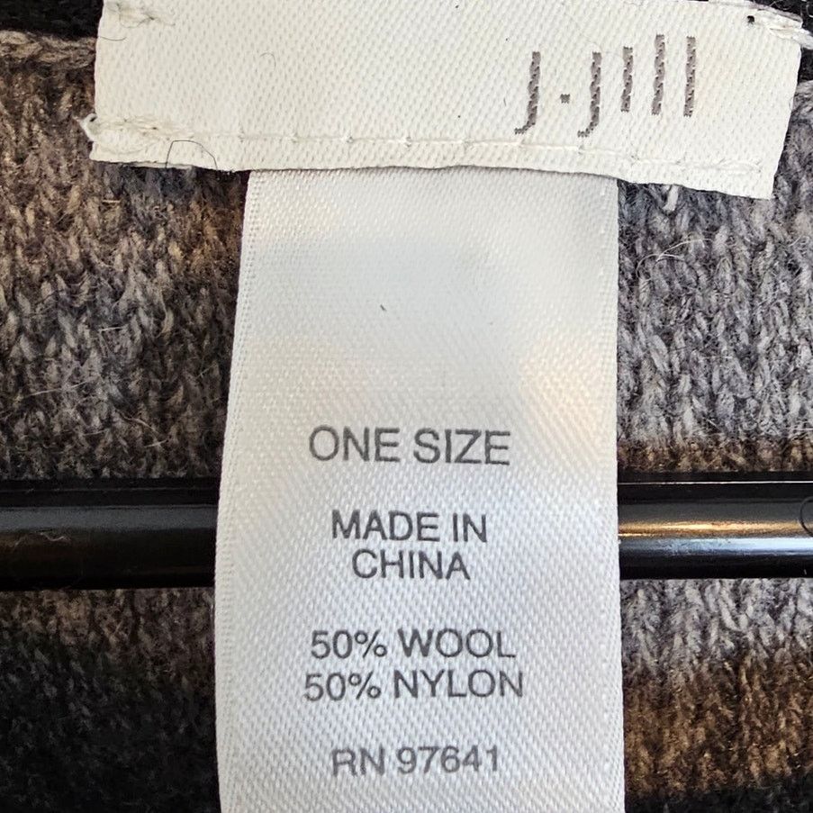 J. Jill J. Jill Womens Wool Striped Poncho Sweater OS Oversized Cozy Size ONE SIZE - 6 Thumbnail