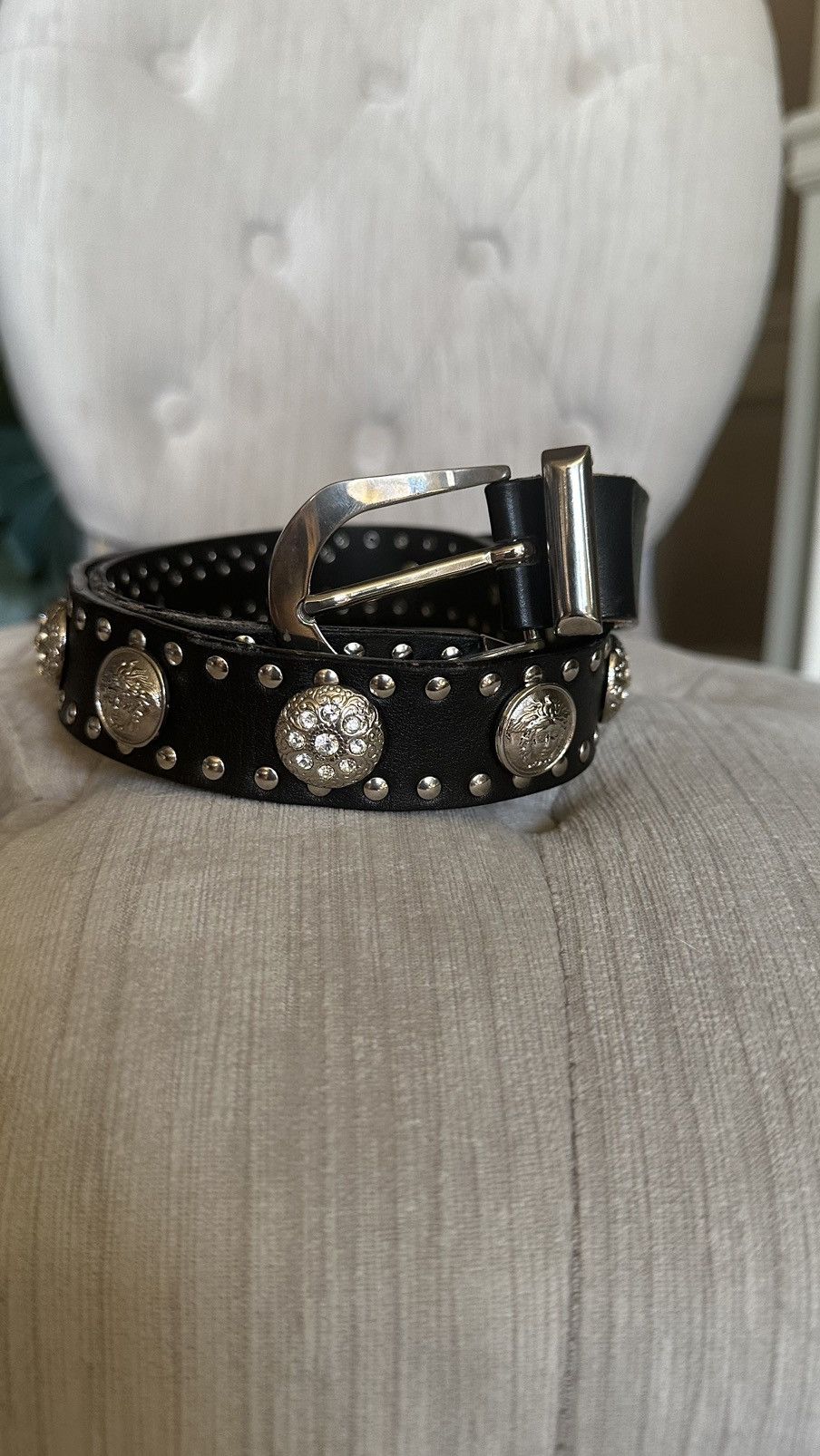 Versace Studded Medusa Heritage Leather Belt Size ONE SIZE - 1 Thumbnail