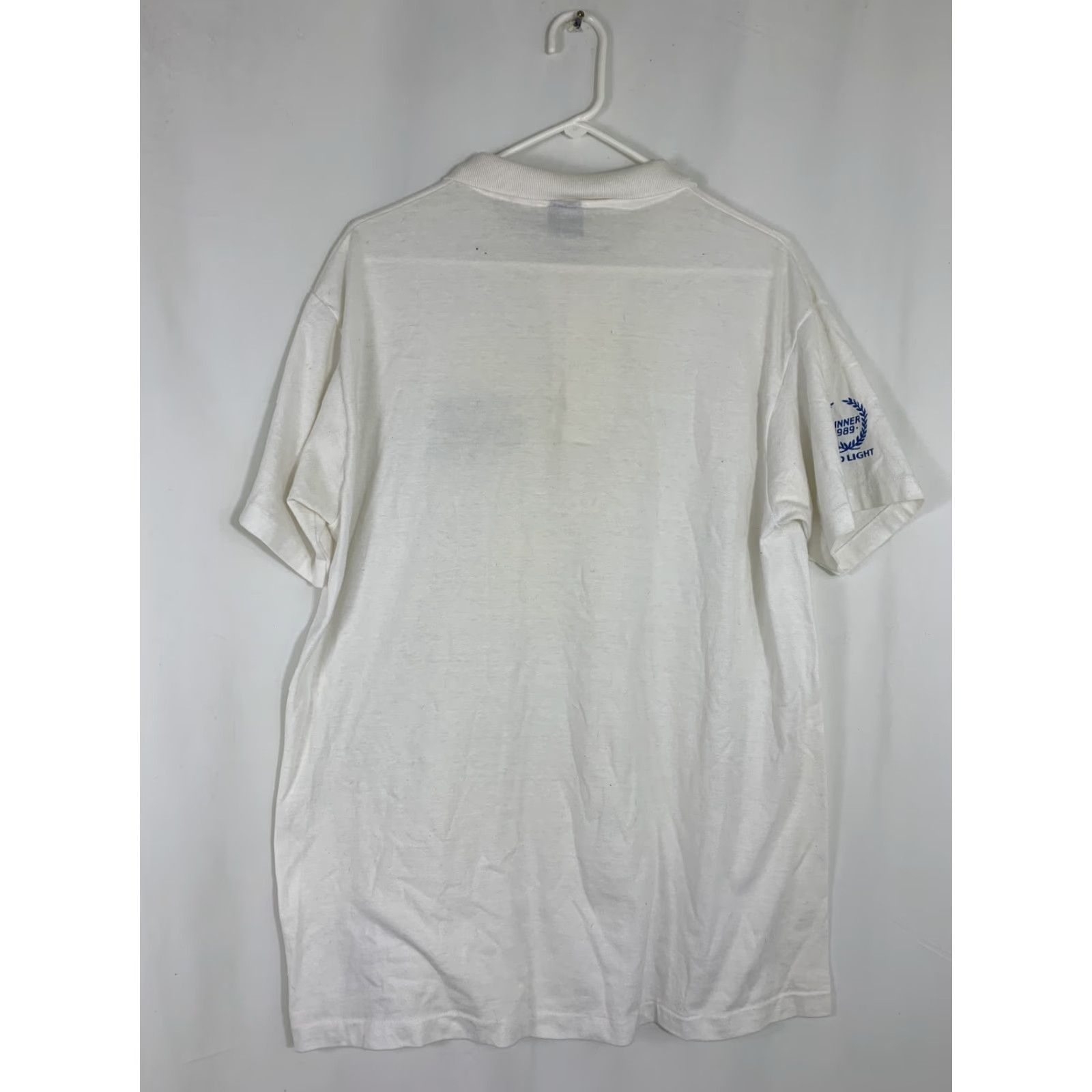 Anvil VINTAGE Anvil Polo Shirt Men XL White Cotton Blend Marathon Runner 1989 Santa Cruz Wharf To Wharf Shirt Size US XL / EU 56 / 4 - 7 Thumbnail