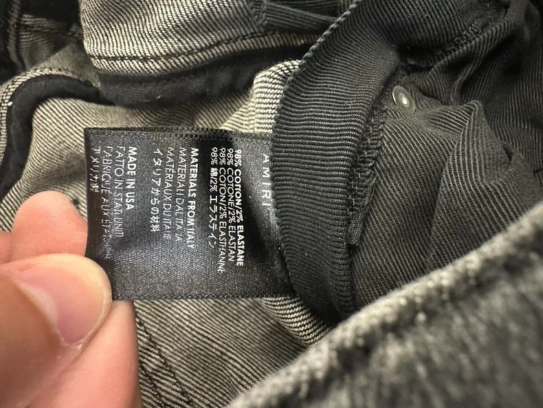 Amiri grey double knee hole spotted jeans