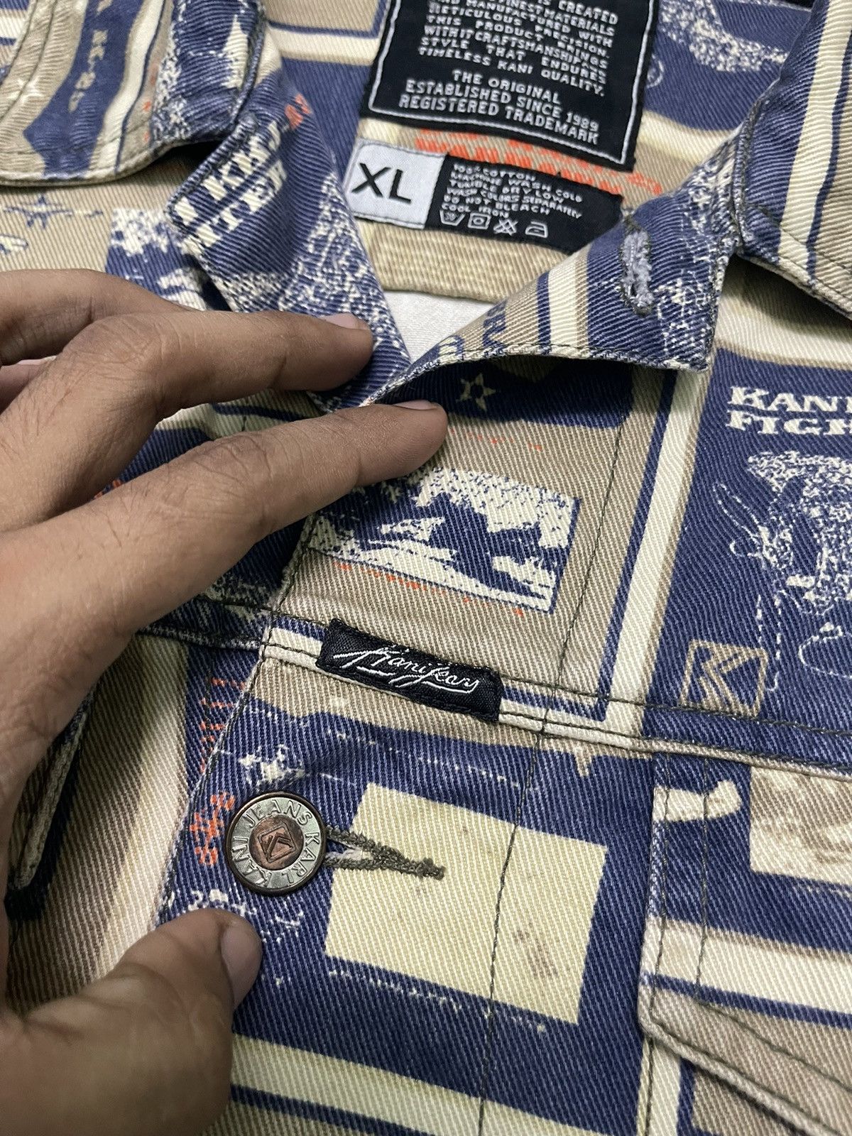 Karl Kani 90s KARL KANI DENIM JACKET FULLPRINT RARE DESIGN DISTRESSED Size US XL / EU 56 / 4 - 10 Thumbnail