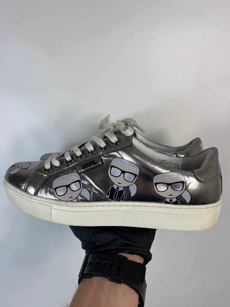 Karl Lagerfeld KARL LAGERFELD SNEAKERS METALLIC SILVER LOGO WOMENS SIZE 38 Size US 7 / IT 37 - 3 Thumbnail