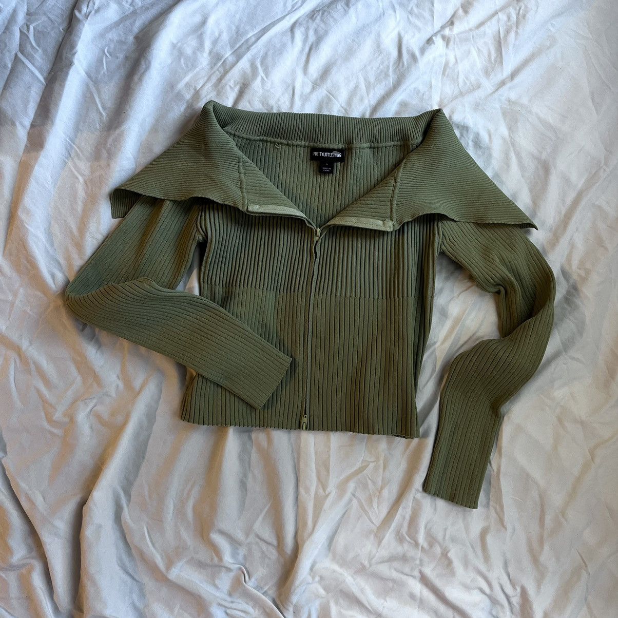 PrettyLittleThing Green zip-up sweater Size L / US 10 / IT 46 - 4 Thumbnail