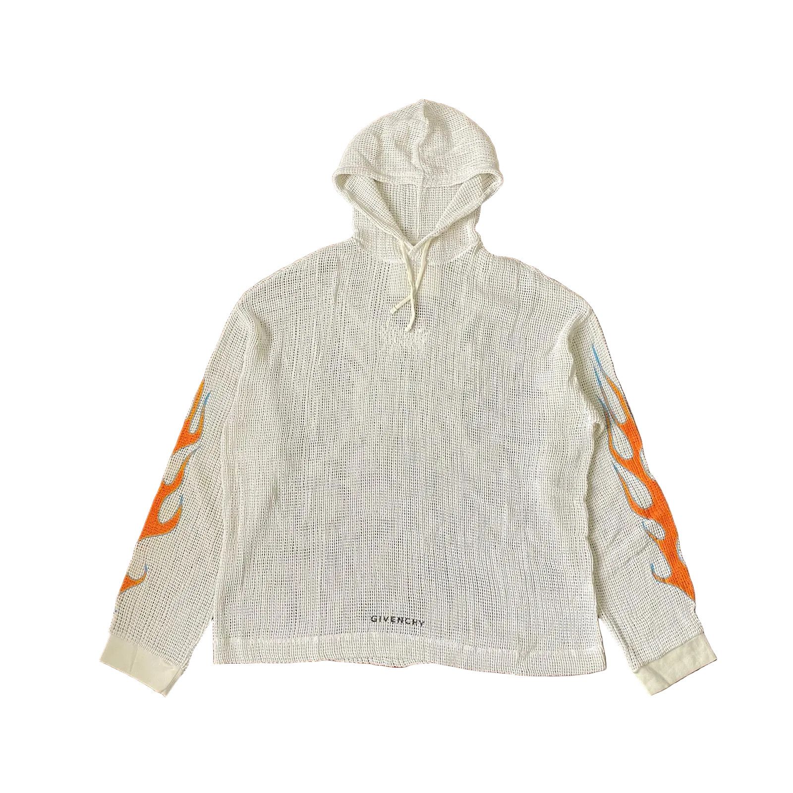 Givenchy 1 of 1 Cream Flame Sleeve Oversized Mesh Hoodie Size US M / EU 48-50 / 2 - 1 Thumbnail