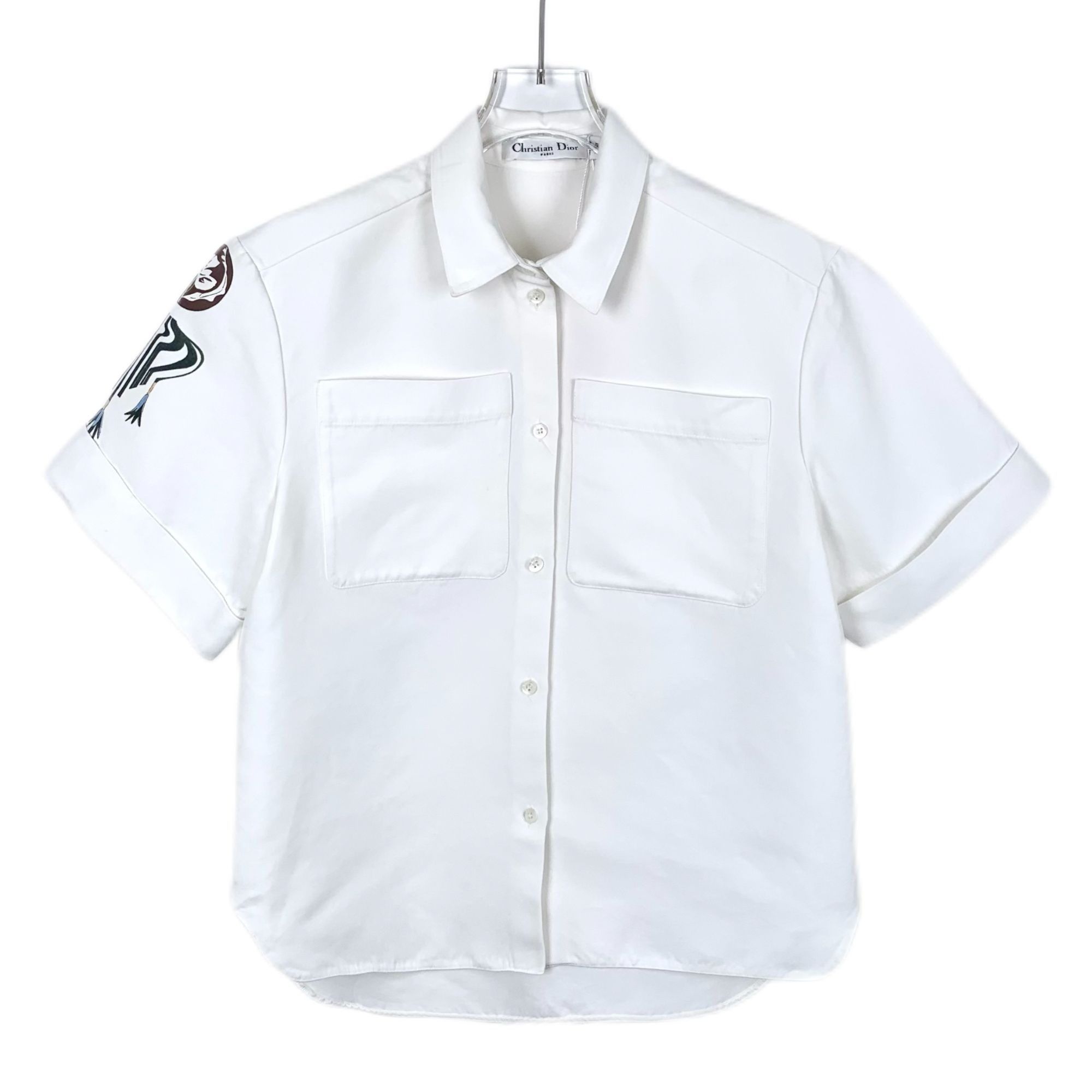 Dior Christian Dior White Floral Print Cotton Collared Single-Bre Size XS / US 0-2 / IT 36-38 - 1 Thumbnail