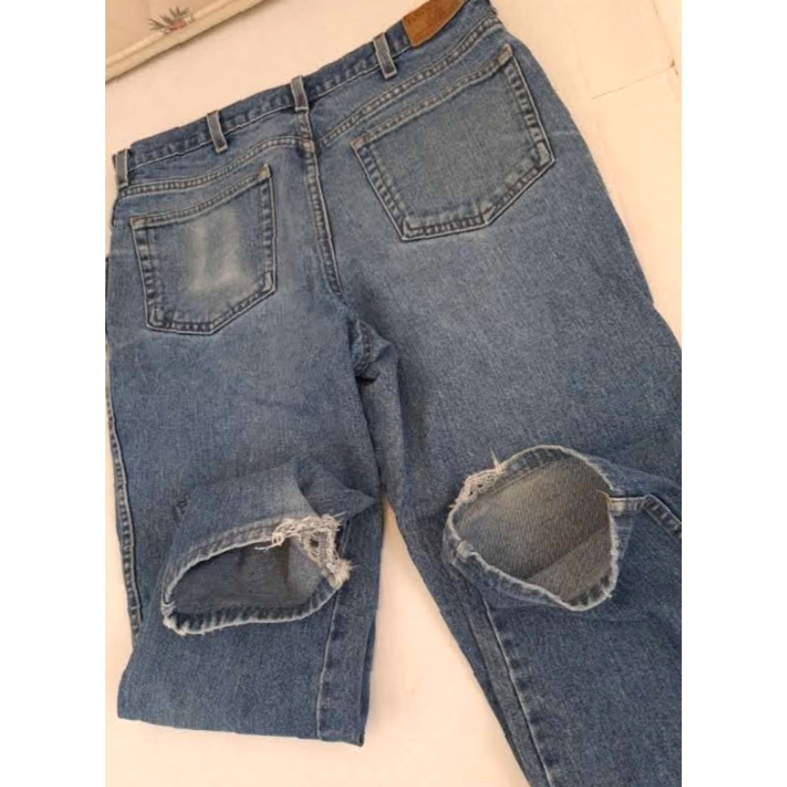 Lands' End VINTAGE Lands' End Denim Blue Jeans Men Pants 35 Regular Inseam 30 5-Pocket Denim Blue Size US 35 - 7 Thumbnail