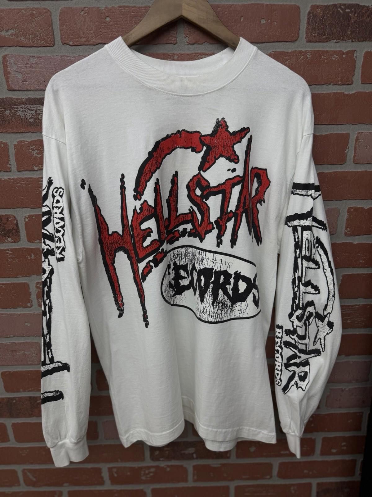 HELLSTAR Hellstar Records White Long Sleeve Jersey Graphic Shirt (M) Size US M / EU 48-50 / 2 - 1 Thumbnail