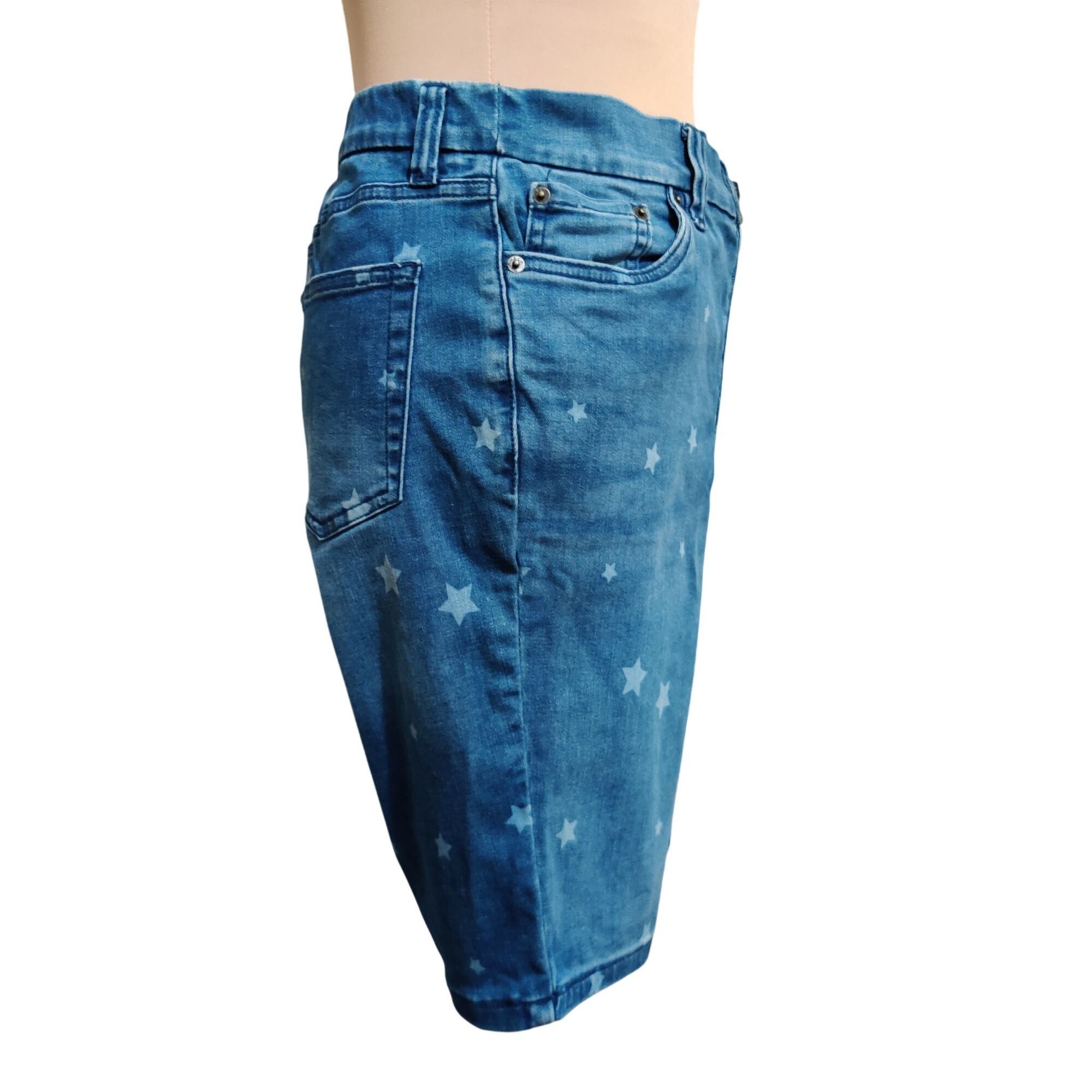 Other D&Co Denim & Co 12 Star Print Jean Shorts Mid Wash Blue Deni Size 34" / US 12 / IT 48 - 3 Thumbnail