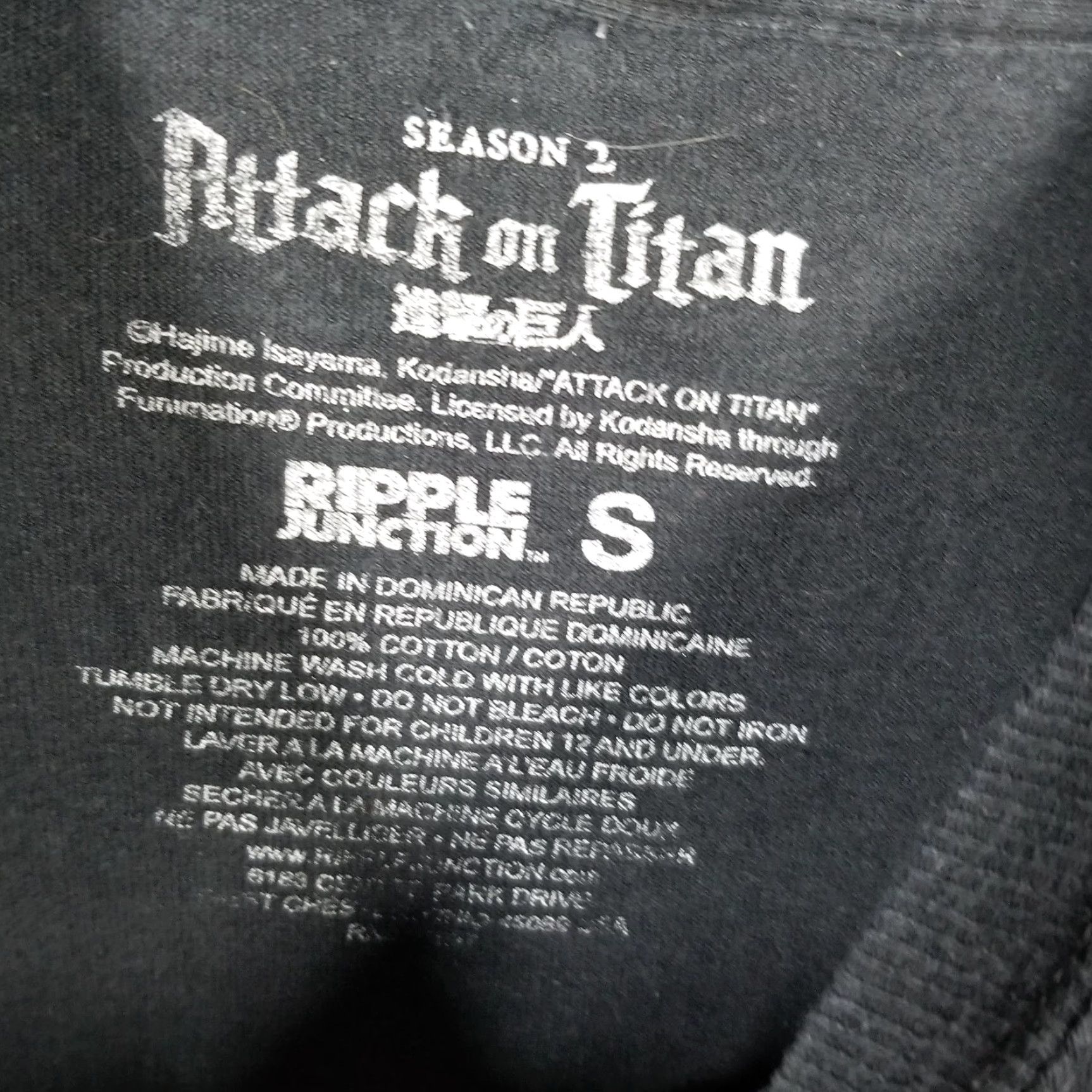 Ripple Junction VINTAGE Attack on Titan T-Shirt Men Small Black Anime Manga Graphic Tee Season 2 Eren Cosplay Size US S / EU 44-46 / 1 - 7 Thumbnail