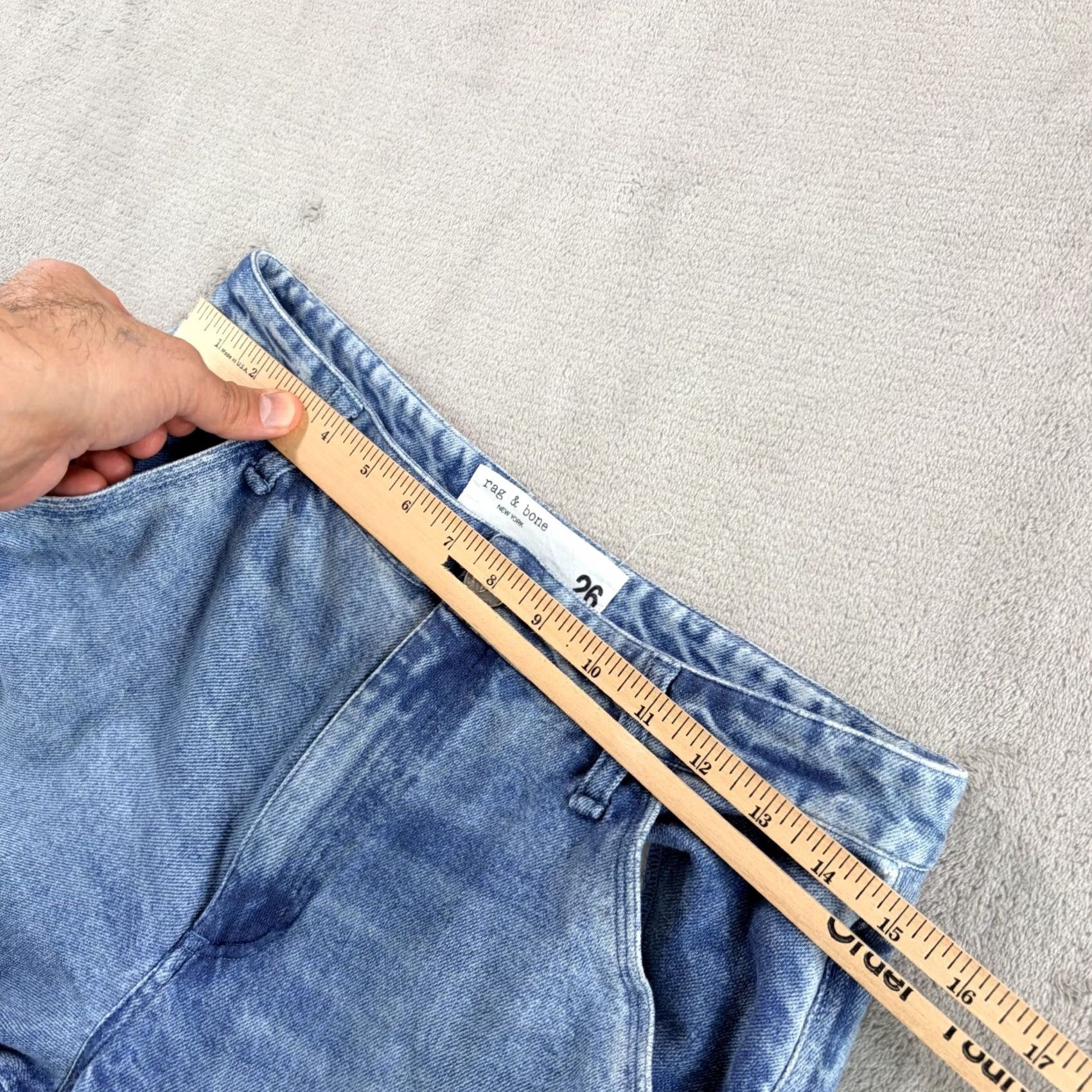 Rag & Bone rag & bone Miramar Sid Printed Carpenter Jeans Blue Wash Women 26 Cotton Terry Carpent er Bohemian 5-Pocket High Rise Jeans Womens Size 26" / US 2 / IT 38 - 7 Thumbnail