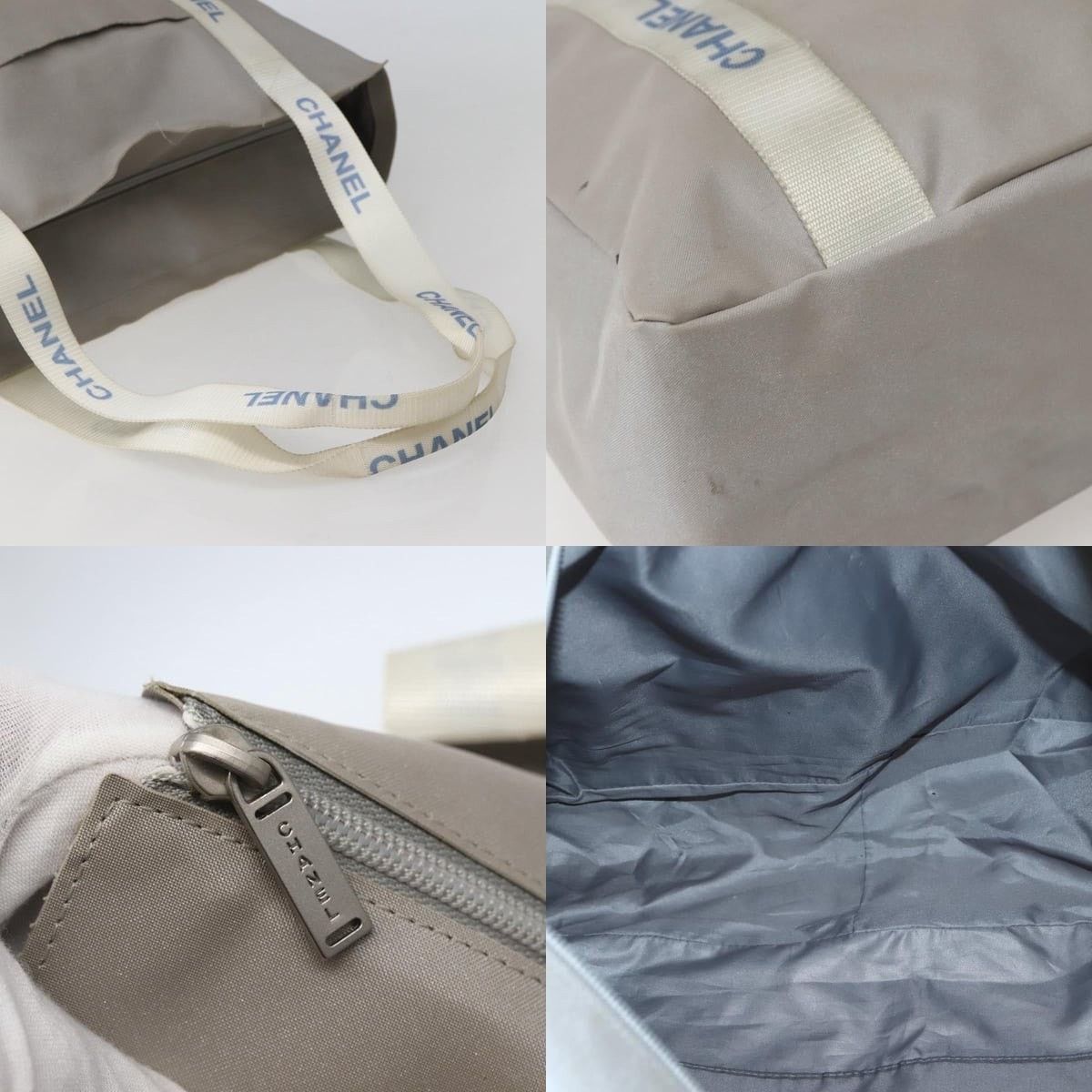 Chanel Chanel Tote Bag Nylon Gray Silver CC Size ONE SIZE - 4 Thumbnail