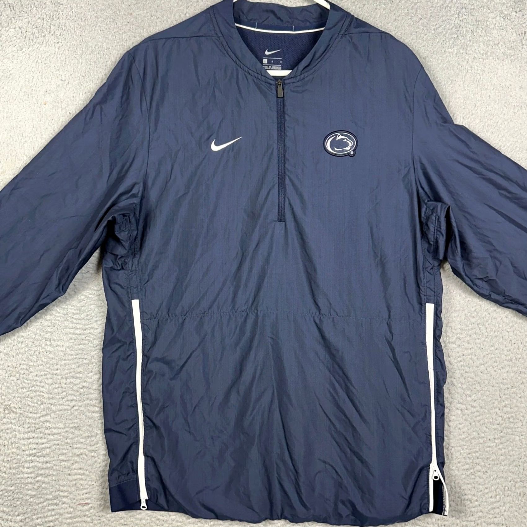 Nike VINTAGE? No. Penn State Nittany Lions Nike Jacket Mens Large Blue Quarter Zip Windbreaker EUC Size US L / EU 52-54 / 3 - 3 Thumbnail