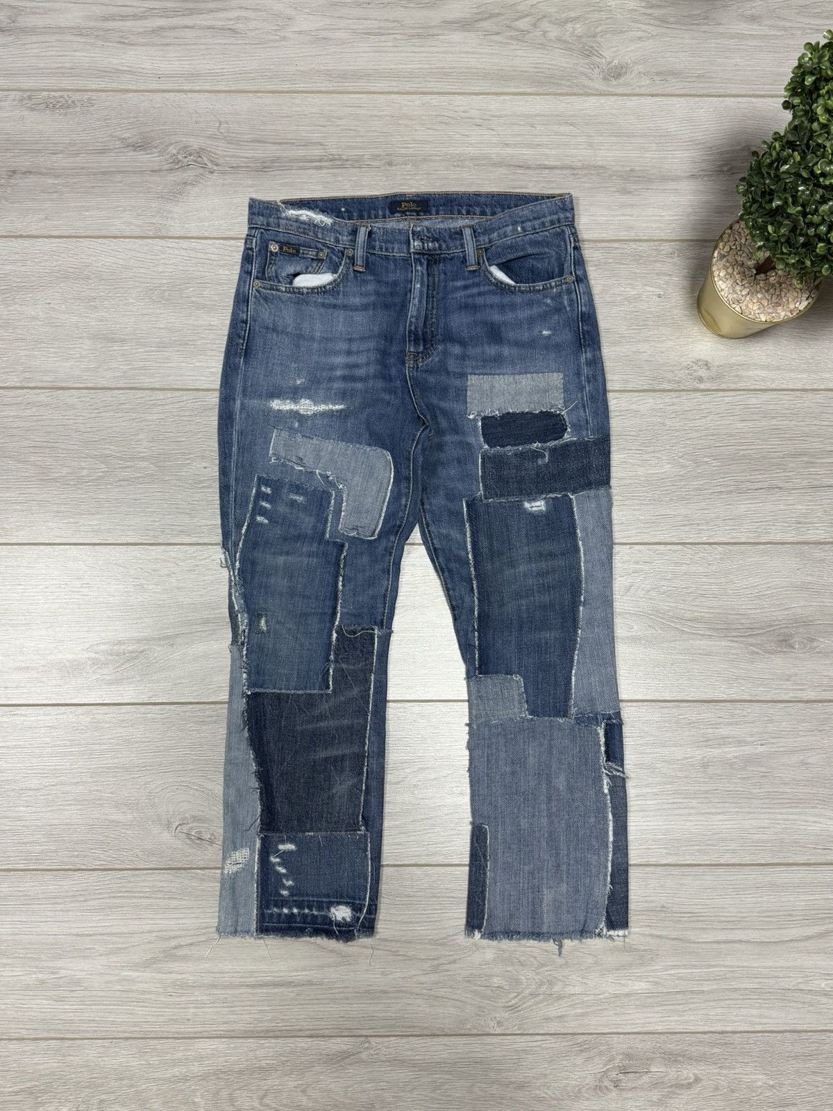 Polo Ralph Lauren POLO Ralph Lauren patchwork pieces jeans sewn pants vintage Size US 29 - 1 Thumbnail
