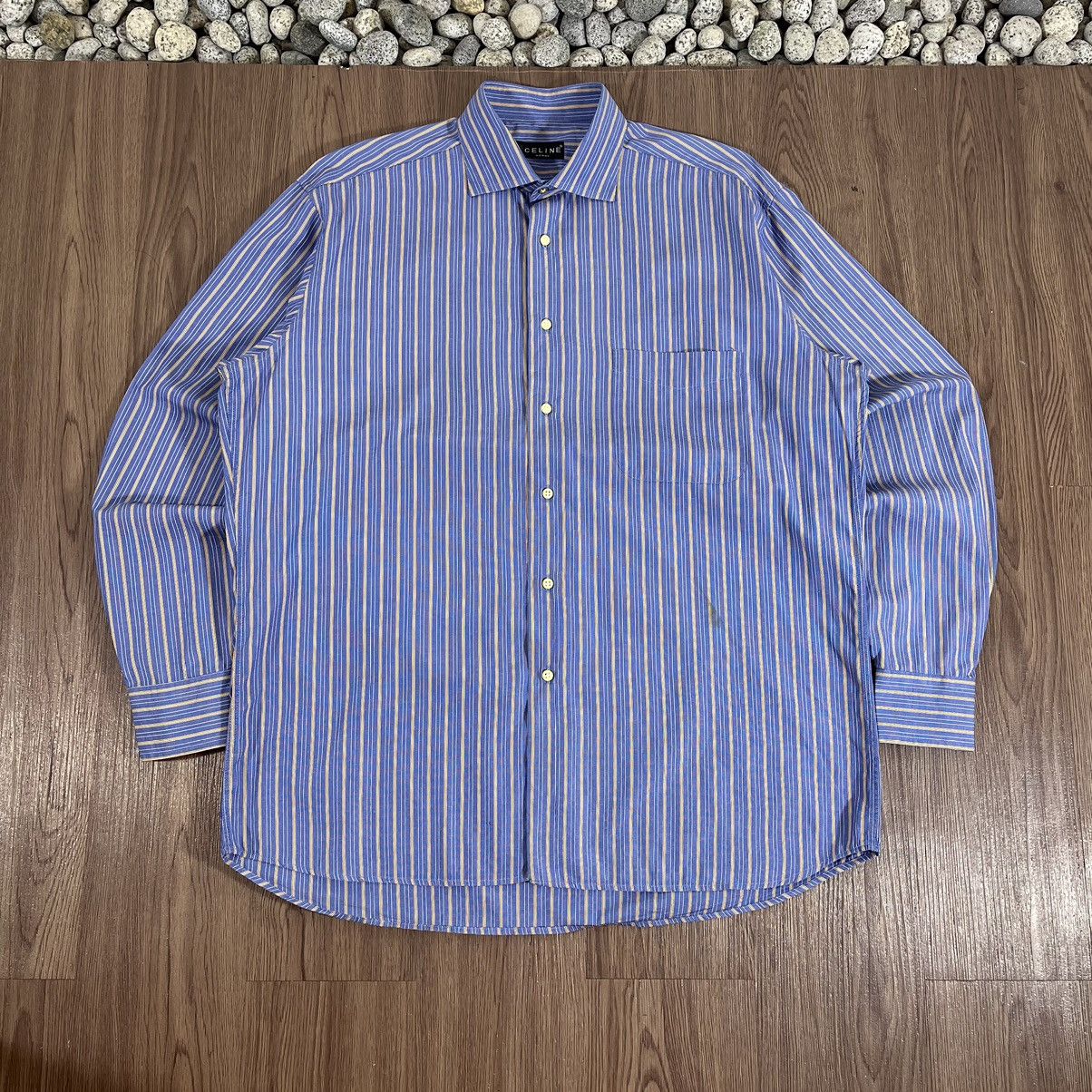 Celine CELINE Homme Vintage Striped ButtonUp Shirt – Made in France Size US XL / EU 56 / 4 - 1 Thumbnail