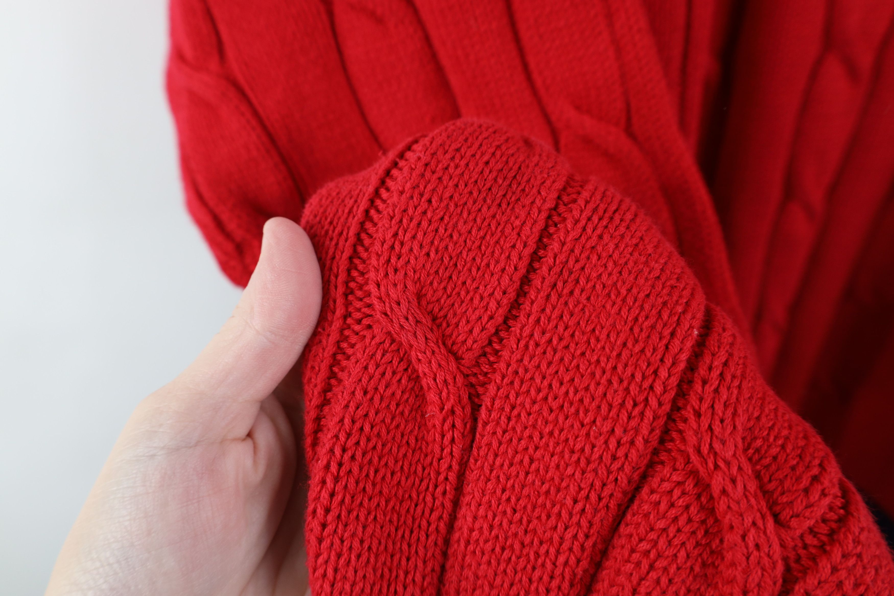 Vintage Vintage 90s Streetwear Chunky Ribbed Cable Knit Sweater Red Size US L / EU 52-54 / 3 - 7 Thumbnail