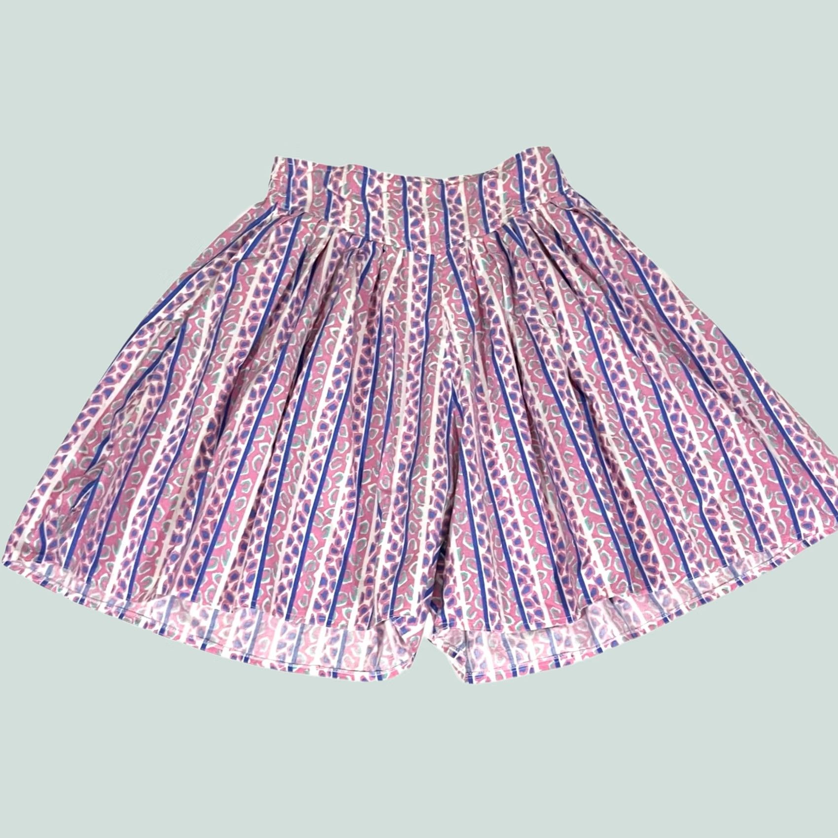 Vintage VINTAGE 90s Passports of Pier 1 Shorts Pleated Culotte Pink Purple Mom Cotton L Women's Shorts Size 36" / US 14 / IT 50 - 1 Thumbnail