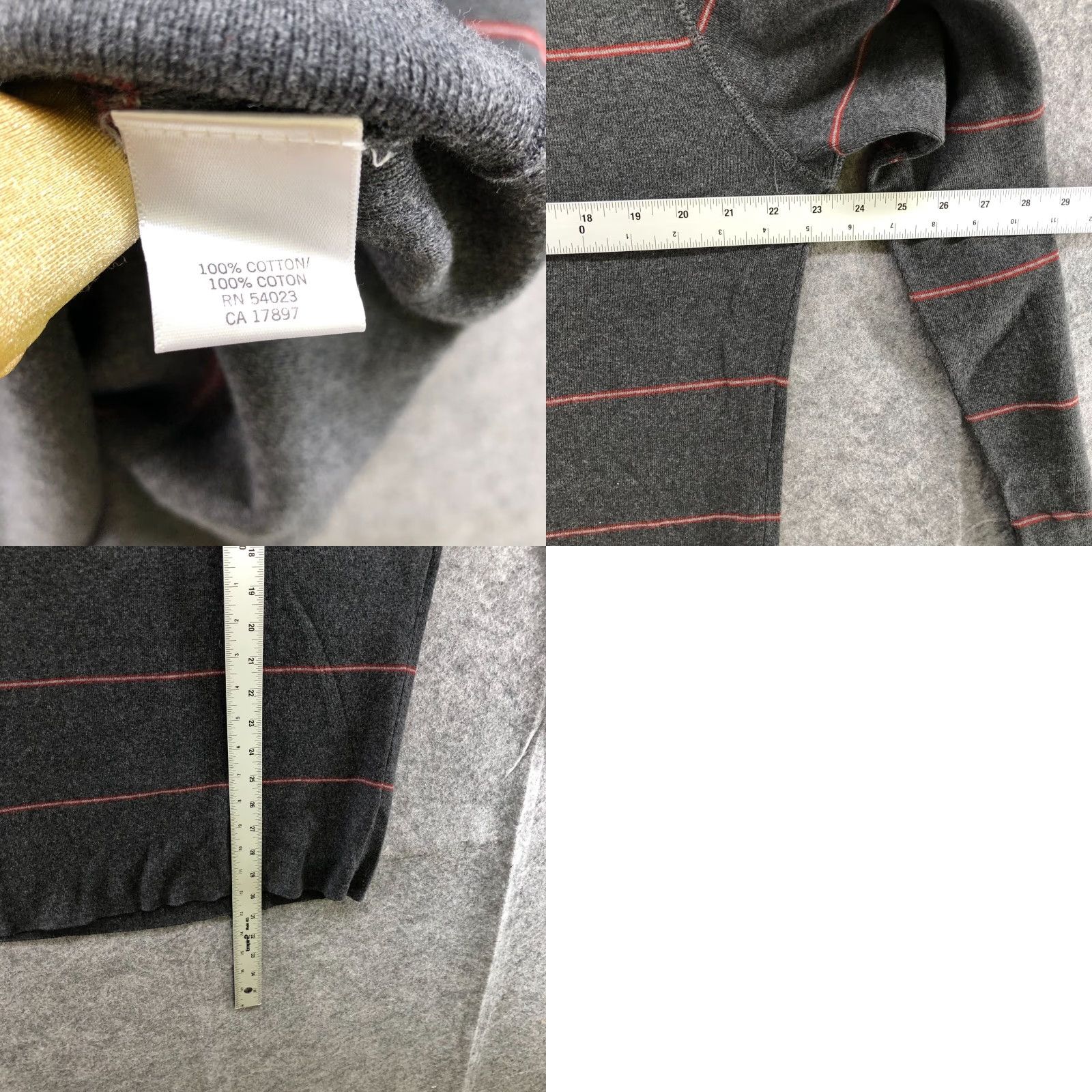 Banana Republic VINTAGE Banana Republic Mens Sweater XL Crewneck Pullover Cotton Knit Striped Dark Gray Red Casual Size US XL / EU 56 / 4 - 8 Thumbnail