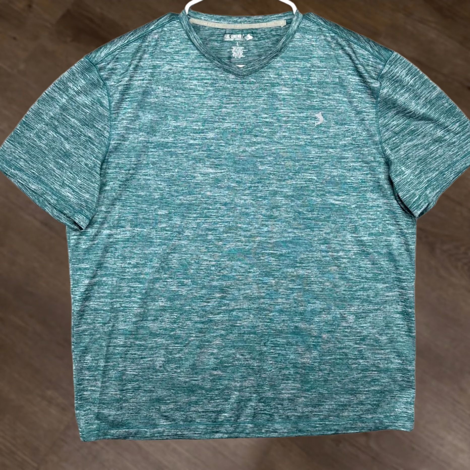 Vintage Reel Legends Shirt Adult Large Teal Heather Performance Fishing V-Neck Tee Mens Size US L / EU 52-54 / 3 - 1 Thumbnail