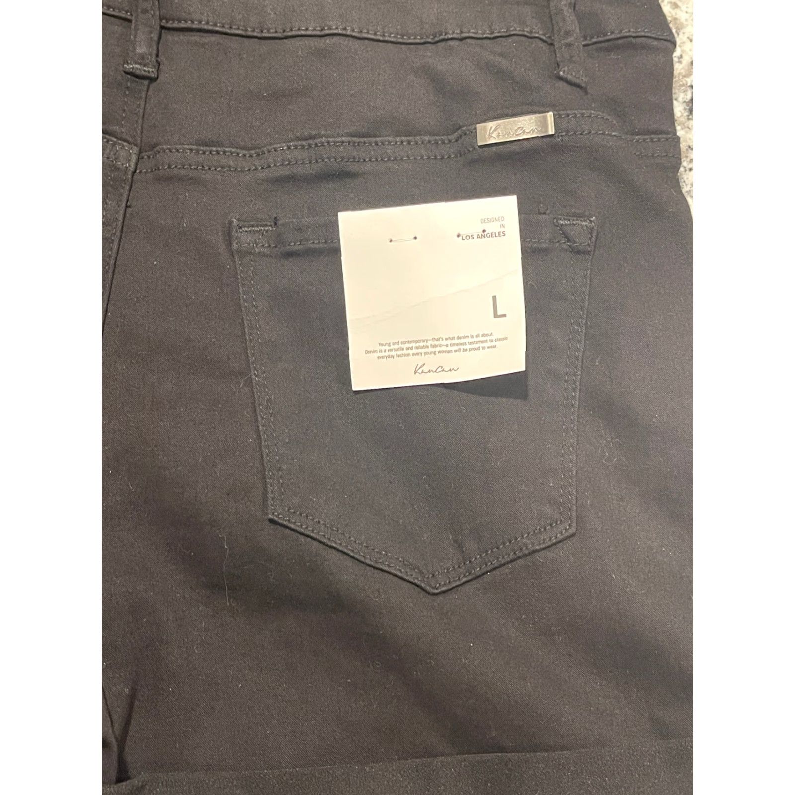 Vintage KanCan Denim Overalls Shorts Black Cotton Blend Women L Stretch Denim NWT Size 36" / US 14 / IT 50 - 5 Thumbnail
