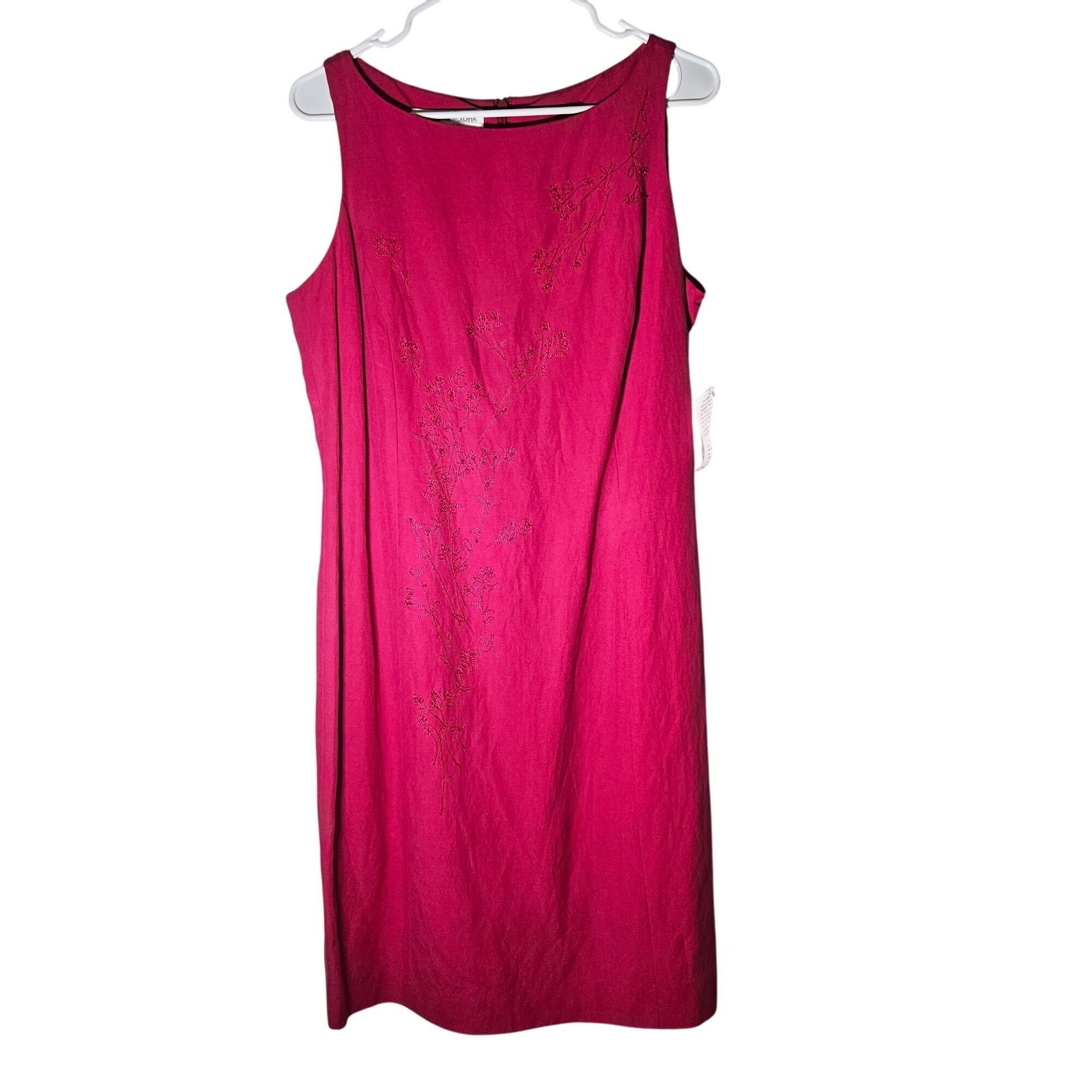 Jones New York Jones New York Womens Shift Dress Red Silk-Linen 14 – quiet Size XL / US 12-14 / IT 48-50 - 2 Thumbnail