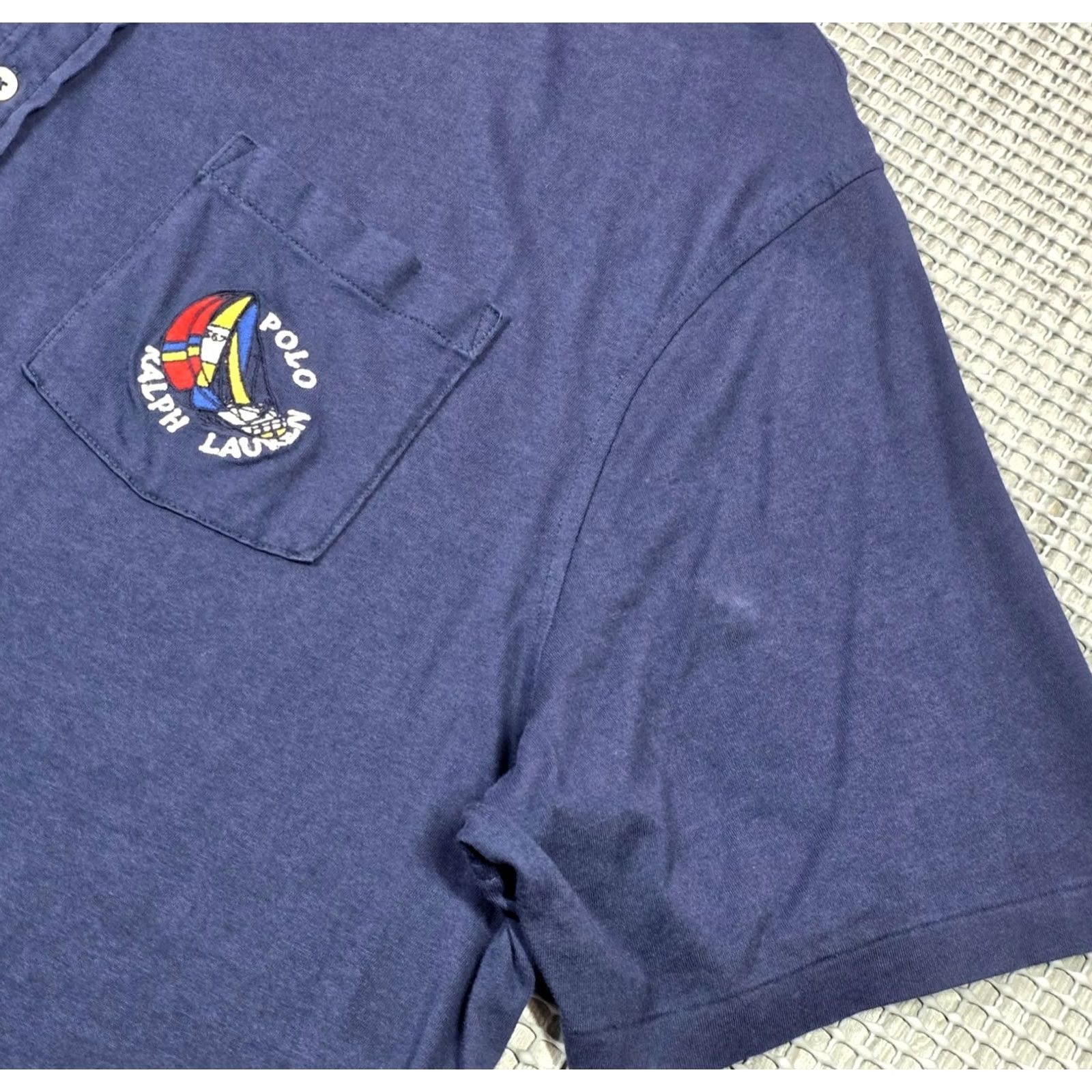 Polo Ralph Lauren Polo Ralph Lauren Polo Shirt 2XL Blue Yacht Club Pocket Rugby 100% Cotton Shirt Mens Polo Shark Yacht Club RLyc cp-93 Size US XXL / EU 58 / 5 - 4 Thumbnail