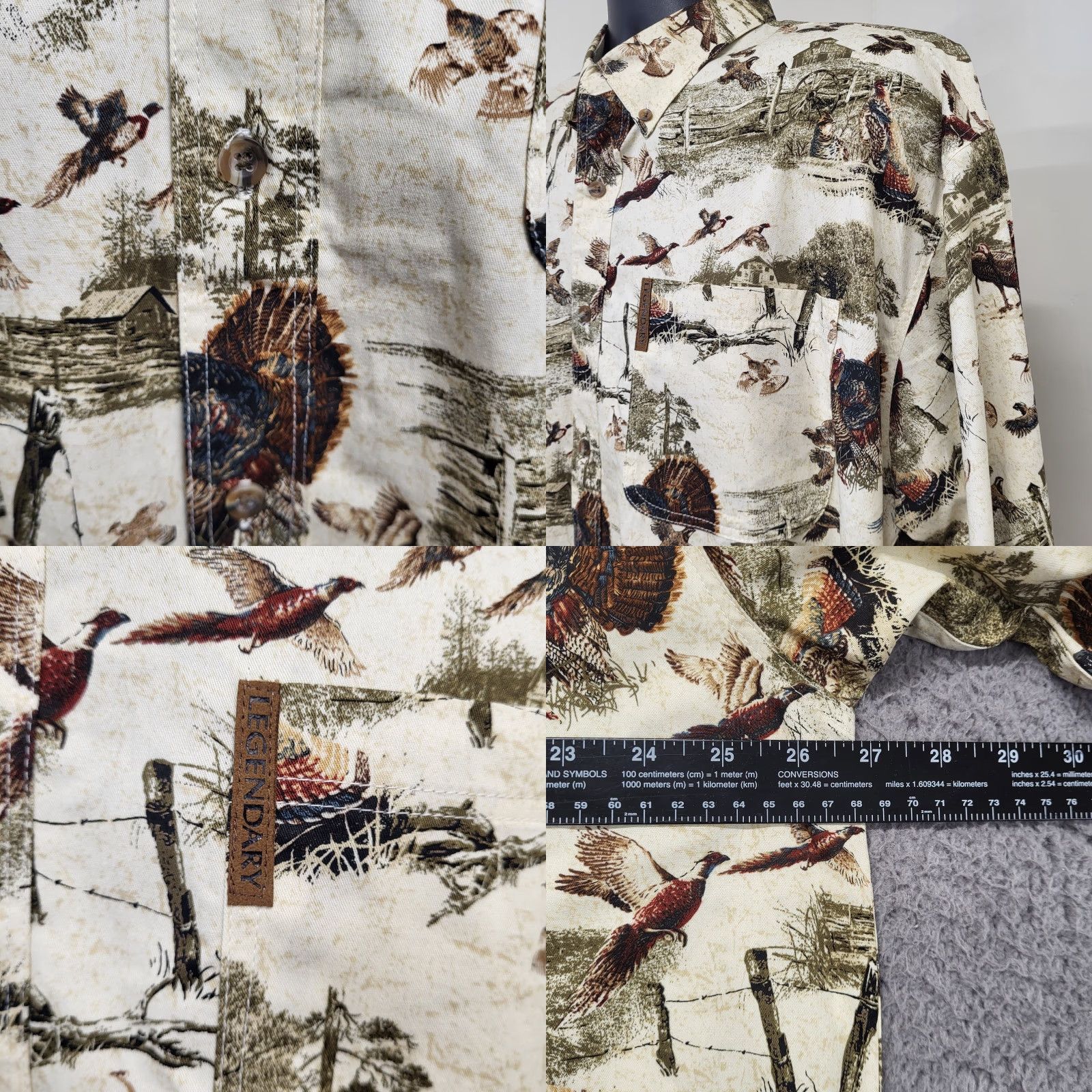Vintage Legendary Whitetails Turkey Shirt Mens XL Button-Up Long Sleeve Hunting Shirt Size US XL / EU 56 / 4 - 8 Thumbnail