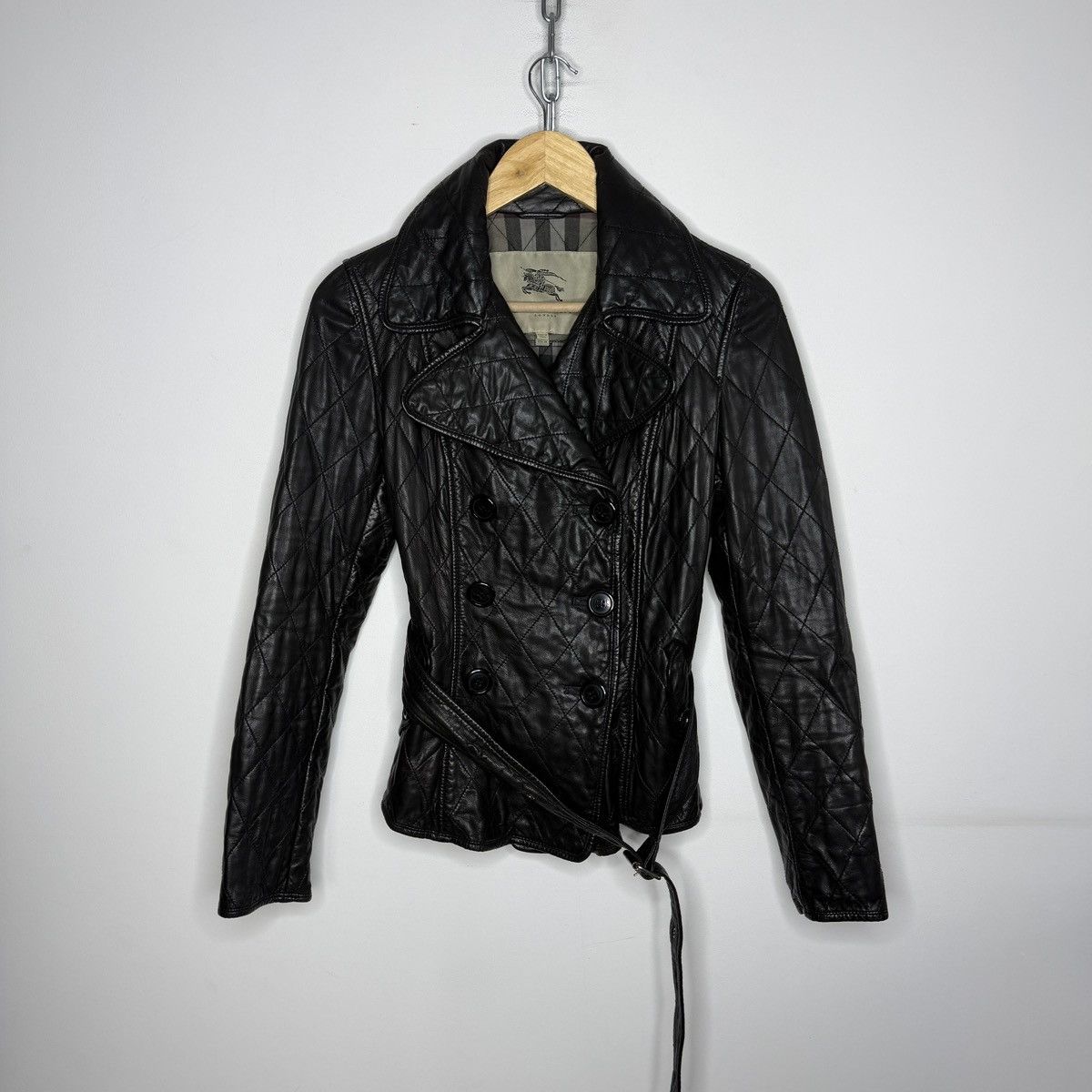 Burberry Burberry Leather Jacket Coat Quilted Belted Double Breasted Size M / US 6-8 / IT 42-44 - 1 Thumbnail