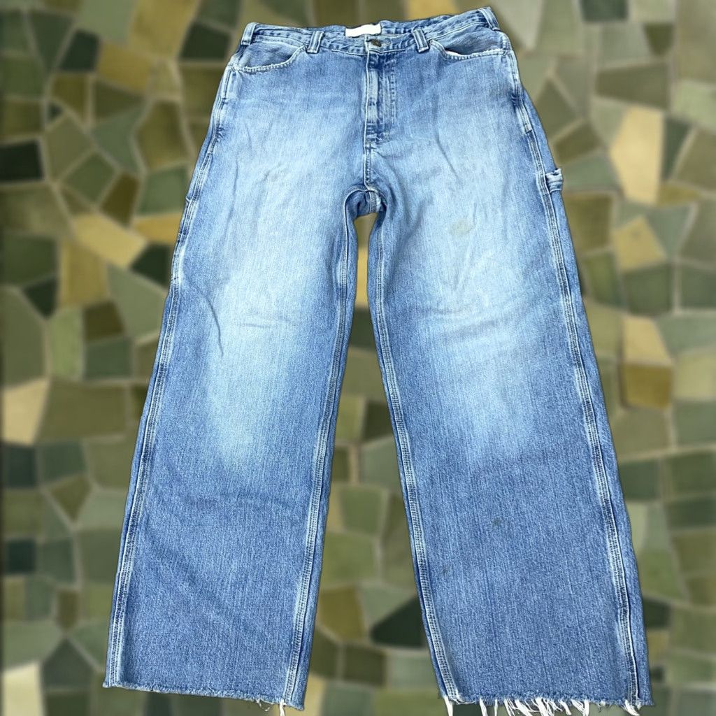 Vintage VINTAGE American Eagle Jeans Mens 32x28 Carpenter Baggy Frayed Hem 90s Y2K Blue Denim Straight Size US 32 / EU 48 - 1 Thumbnail