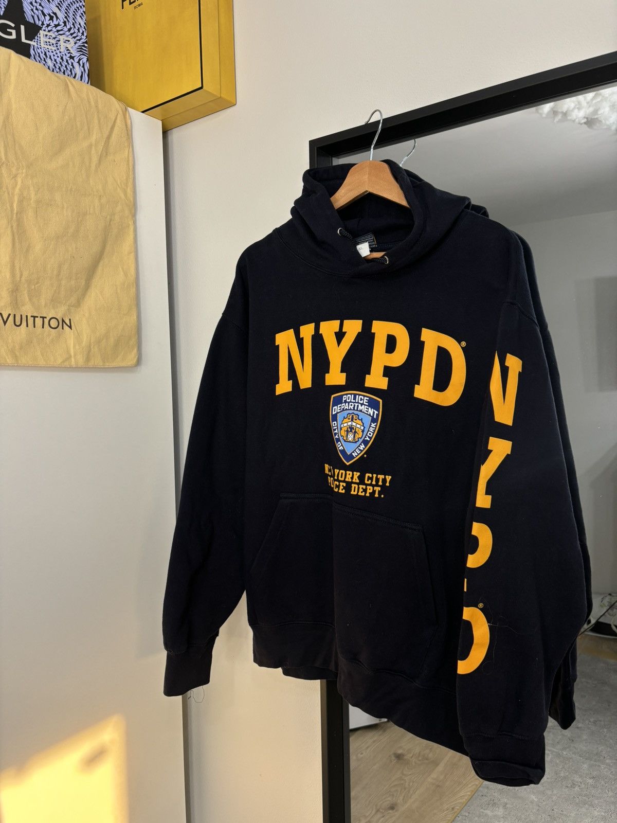 Band Tees × Vintage 90s Vintage NYPD Police Department Boxy Heavy Hoodie USA Size US XL / EU 56 / 4 - 2 Thumbnail