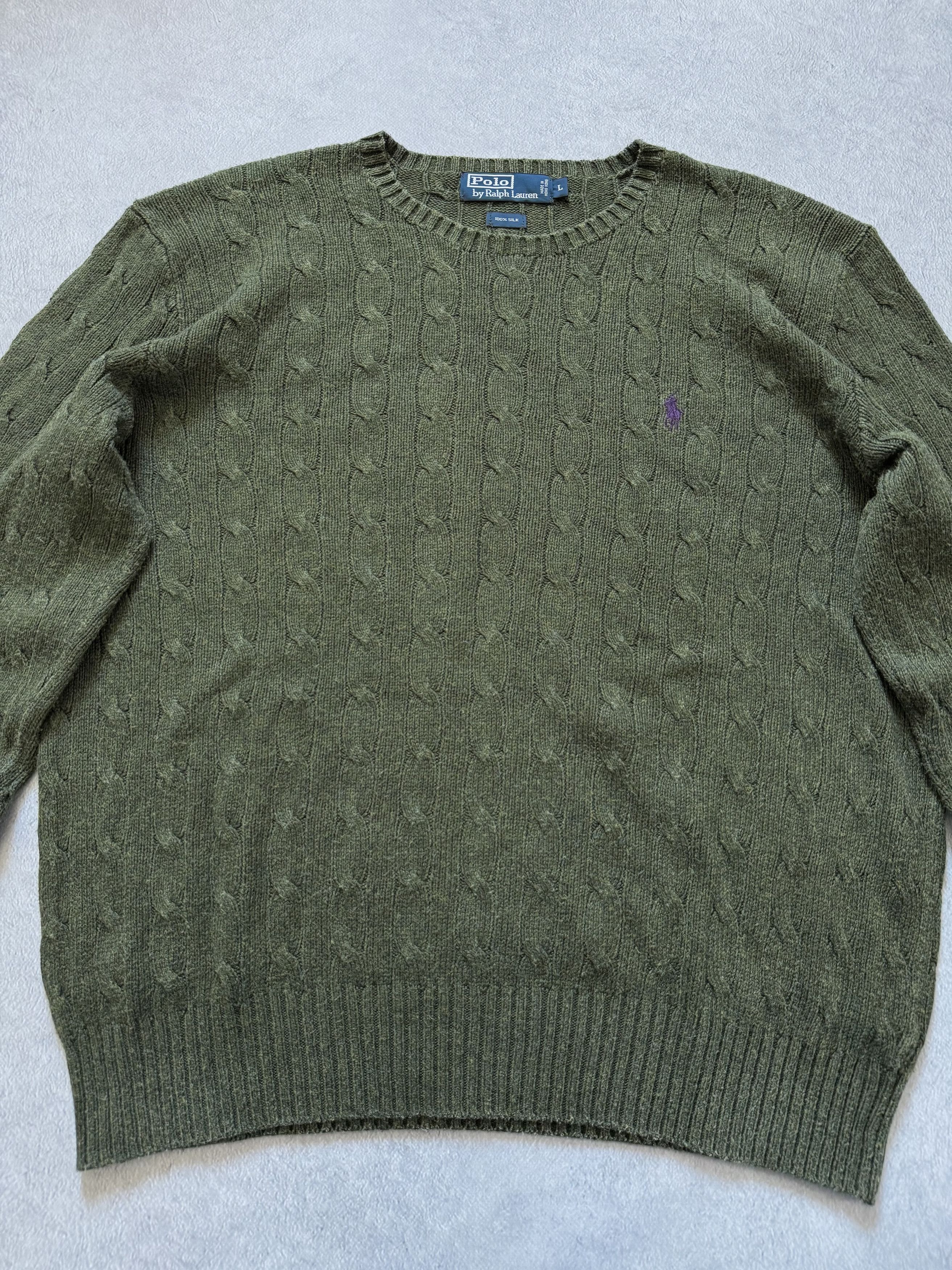 Polo Ralph Lauren Vintage 90s Polo Ralph Lauren Tussah Silk Cable Knit Sweater Size US L / EU 52-54 / 3 - 4 Thumbnail