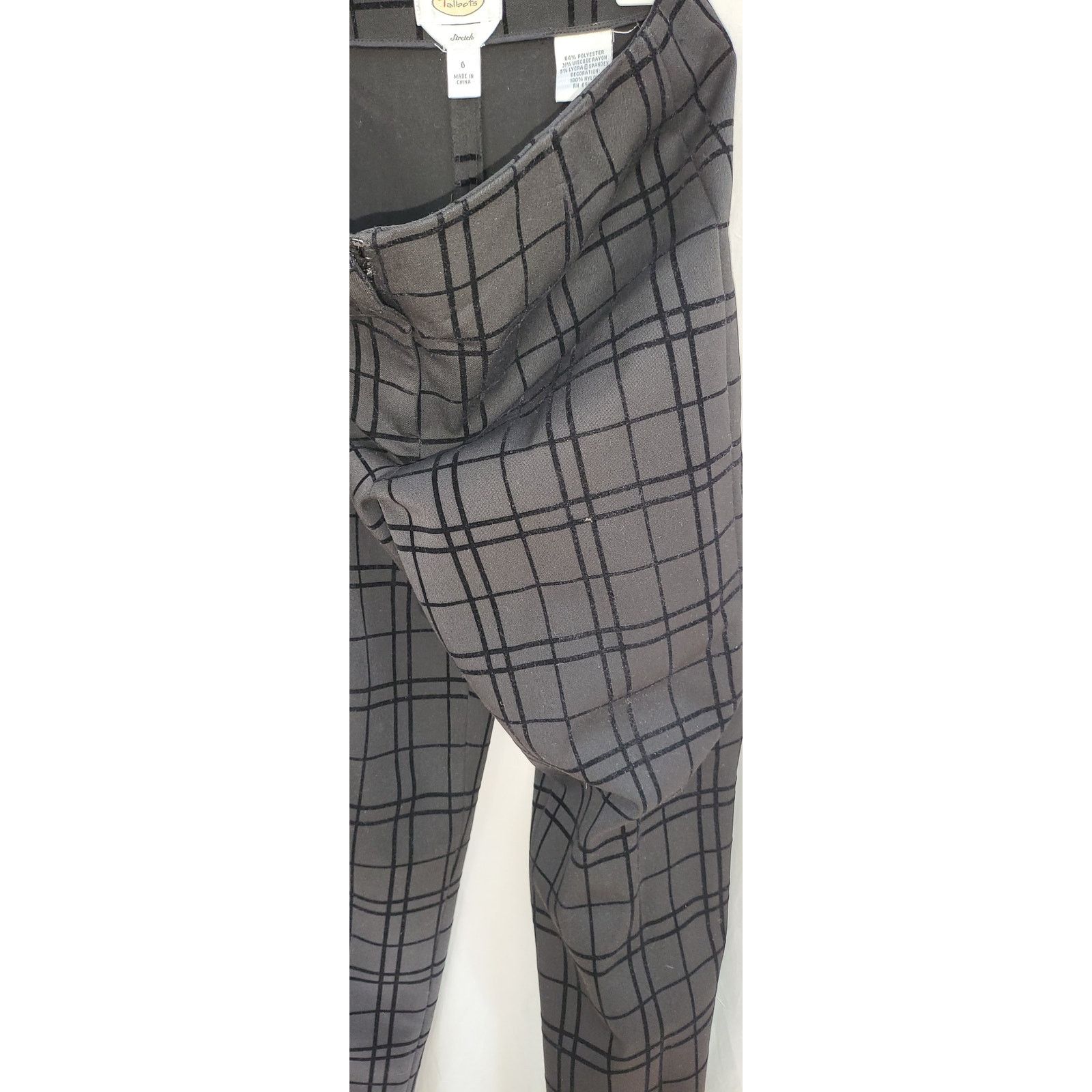 Other Talbots StretchFit Windowpane Black Plaid Pant Velvet Size 6 Size 28" / US 6 / IT 42 - 6 Thumbnail
