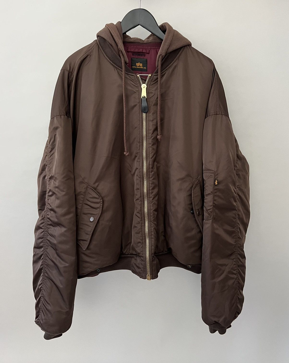 image of Vetements Ss17 Reversible Bomber Jacket in Brown/Burgundy, Men's (Size XS)