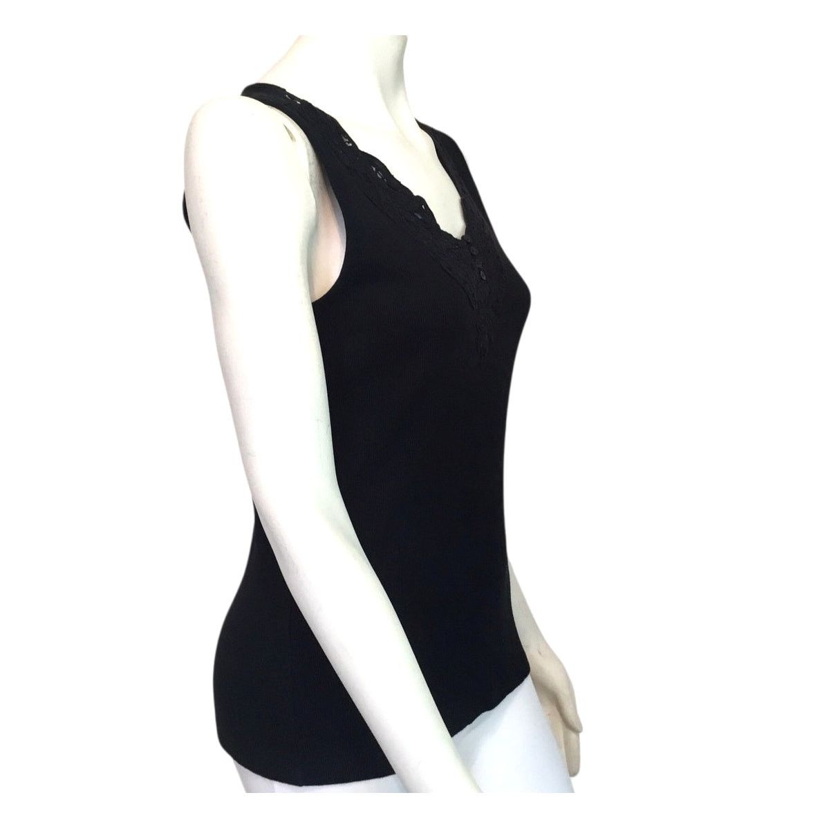 Lauren Ralph Lauren Lauren Ralph Lauren Knit Top Sleeveless V-Neck Black Large Size L / US 10 / IT 46 - 4 Thumbnail