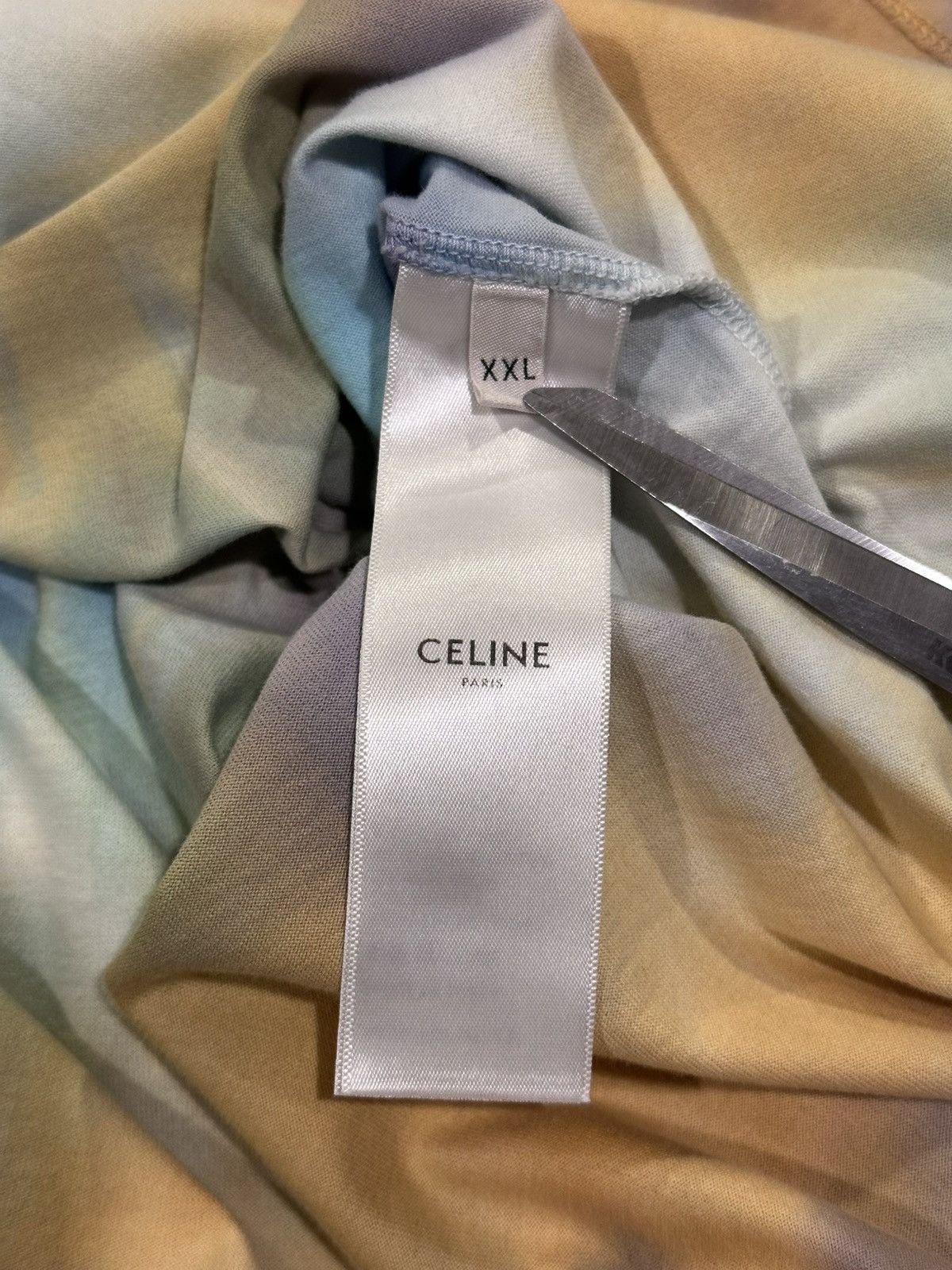 Celine × Hedi Slimane Celine x Hedi Slimane Studded Logo Tie Dye T-Shirt Size US XXL / EU 58 / 5 - 13 Thumbnail
