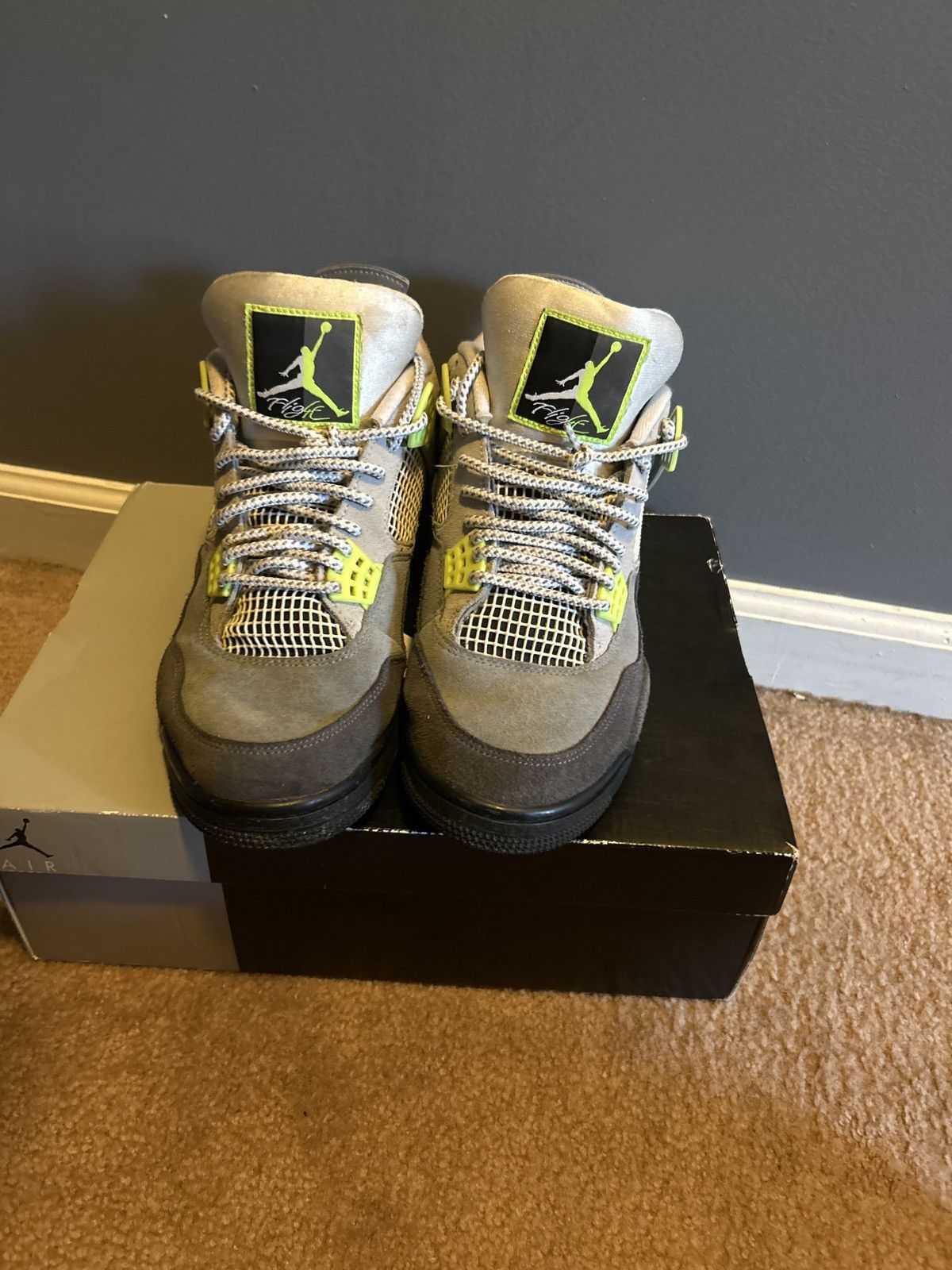 image of Jordan Nike 2020 Air Jordan 4 Retro Se 'neon 95 Shoes in Neon Green, Men's (Size 10)