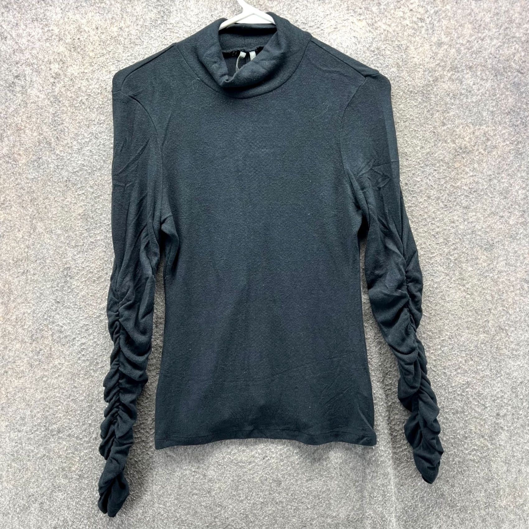 Anthropologie VINTAGE Anthropologie Shirt Womens XS Black Mock Neck Ruched Long Sleeve Top Size XS / US 0-2 / IT 36-38 - 2 Thumbnail