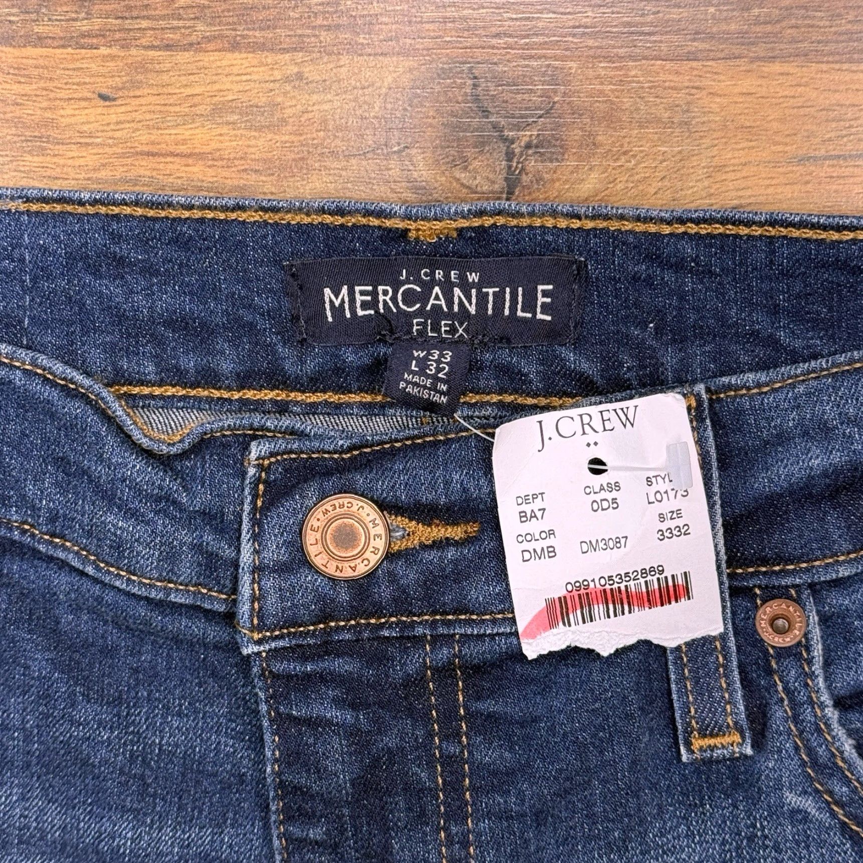 Vintage J Crew Mercantile Flex Jeans Mens 33x32 Slim Mid Rise Stretch Denim Blue 5-Pocket Zip Jeans Mens Slim Stretch Modern New Size US 33 - 4 Thumbnail