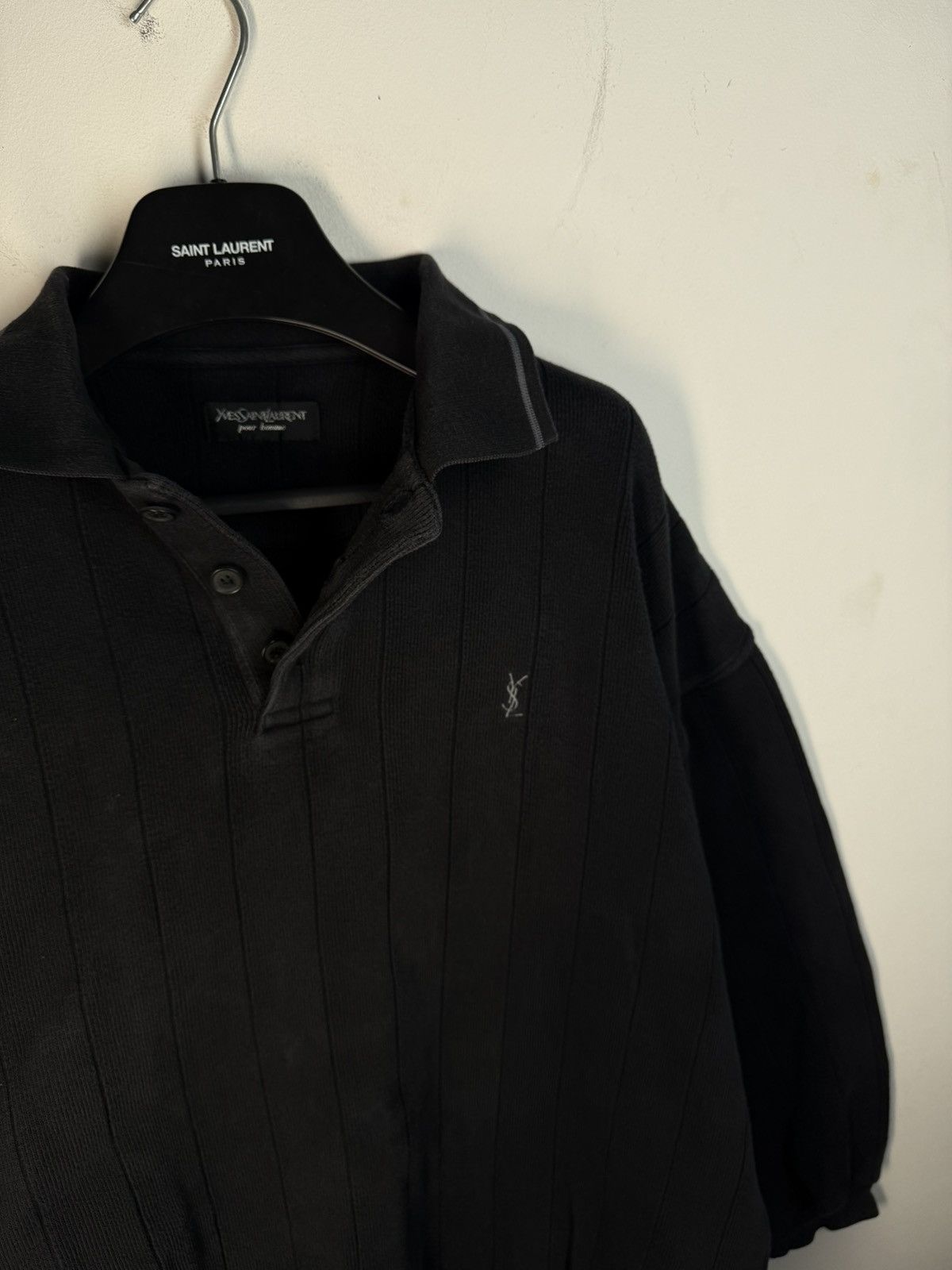 Yves Saint Laurent 90s YSL Sweatshirt Black Sweater Vintage Quarter Zip Up Size US XL / EU 56 / 4 - 16 Thumbnail