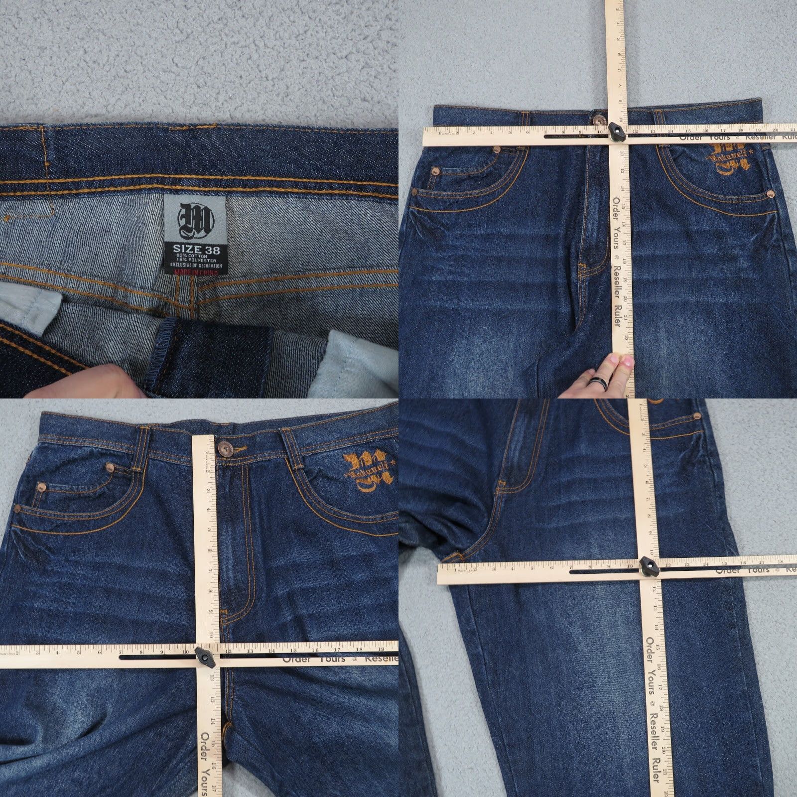 Vintage VTG Makaveli Jeans Men 38x32 Baggy Pipes Embroidered Grunge Skater Tupac 90s Rap Denim Jeans Mens 90s Hip Hop Baggy Size US 38 / EU 54 - 8 Thumbnail
