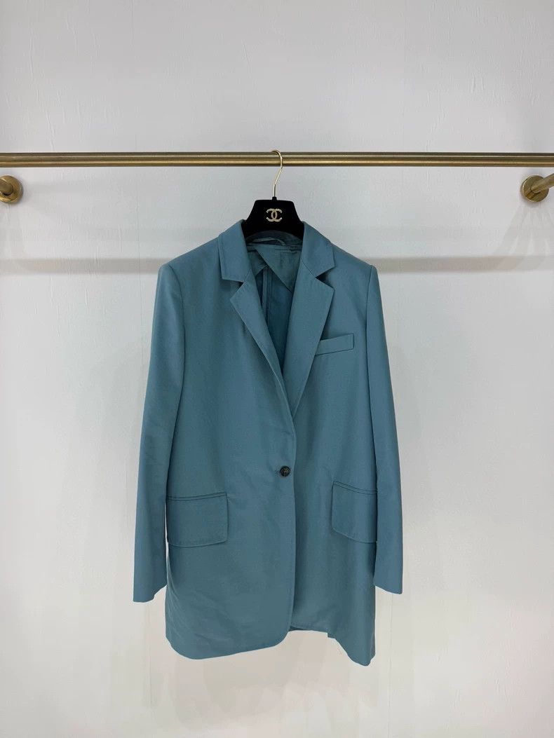 Max Mara Max Mara Mainline lake-blue one-button blazer Size L / US 10 / IT 46 - 1 Thumbnail