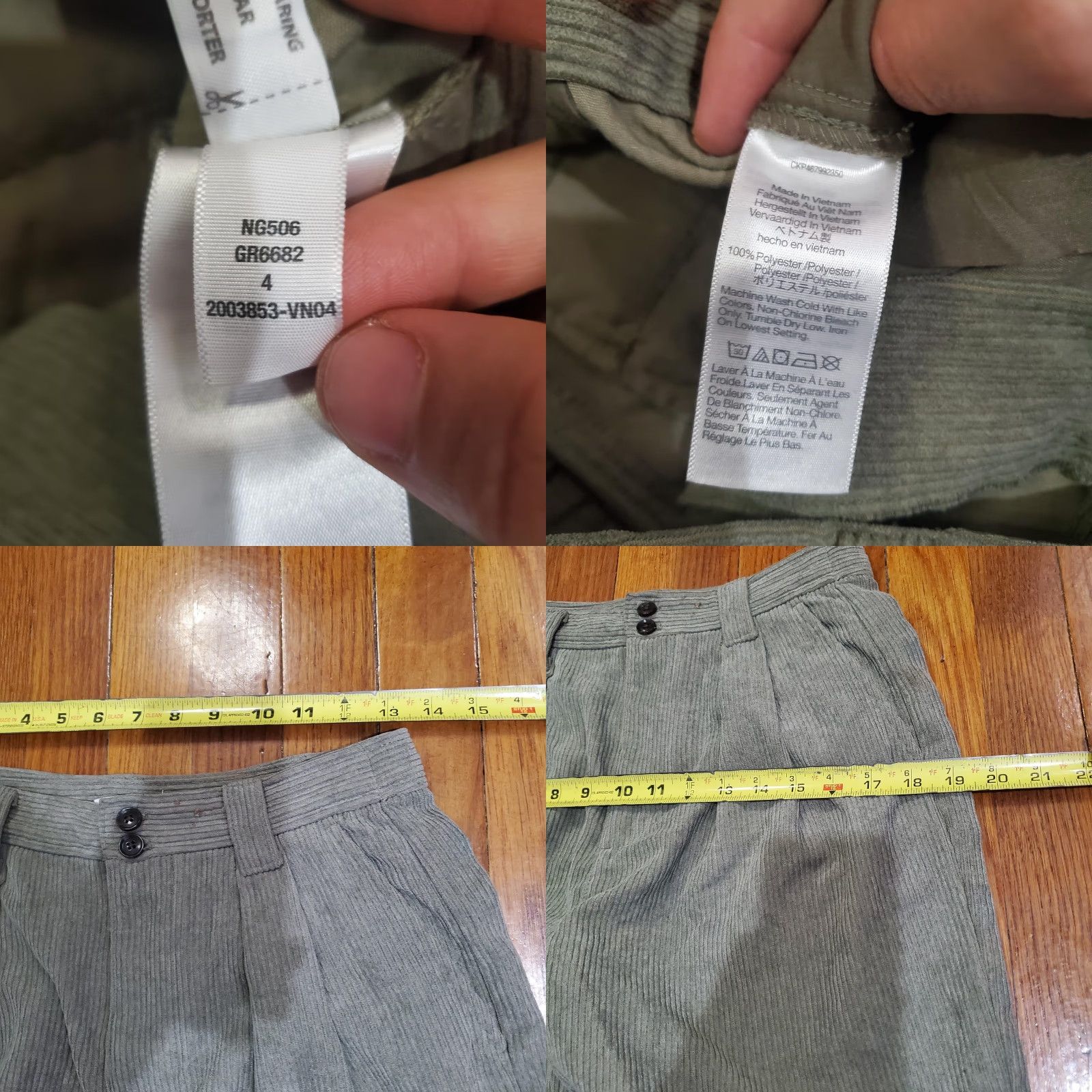 Madewell Madewell Pants Womens 4 Green Corduroy Pleated High Waist Tapered Dress Trousers Size 27" / US 4 / IT 40 - 8 Thumbnail