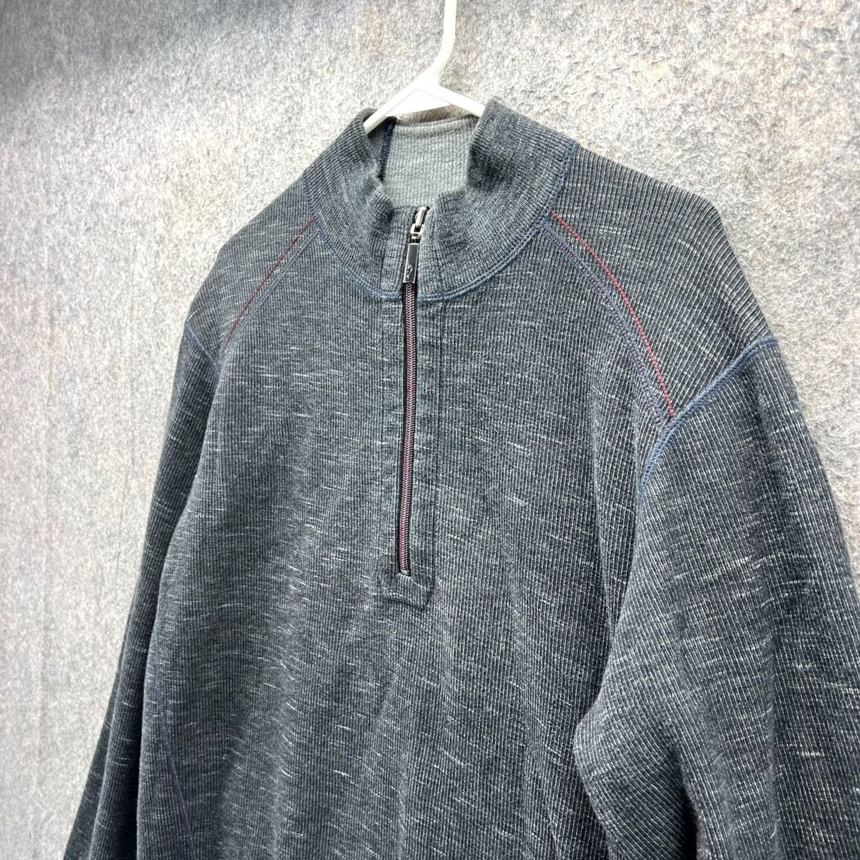 Tommy Bahama VINTAGE Tommy Bahama Sweater Mens XL Gray Pullover 1/4 Zip Reversible Fleece Jacket Shirt Size US XL / EU 56 / 4 - 5 Thumbnail