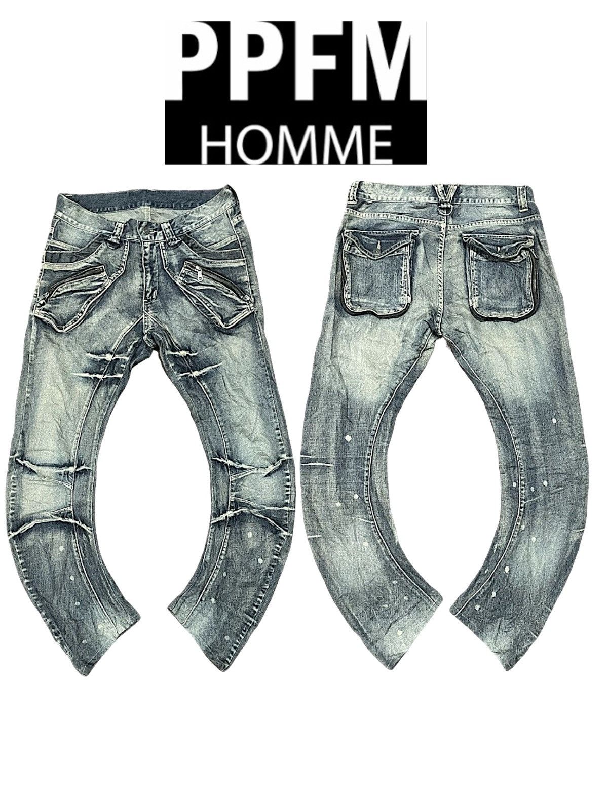 Bowlegged PPFM Punk Grunge Stonewash Curved Jeans
