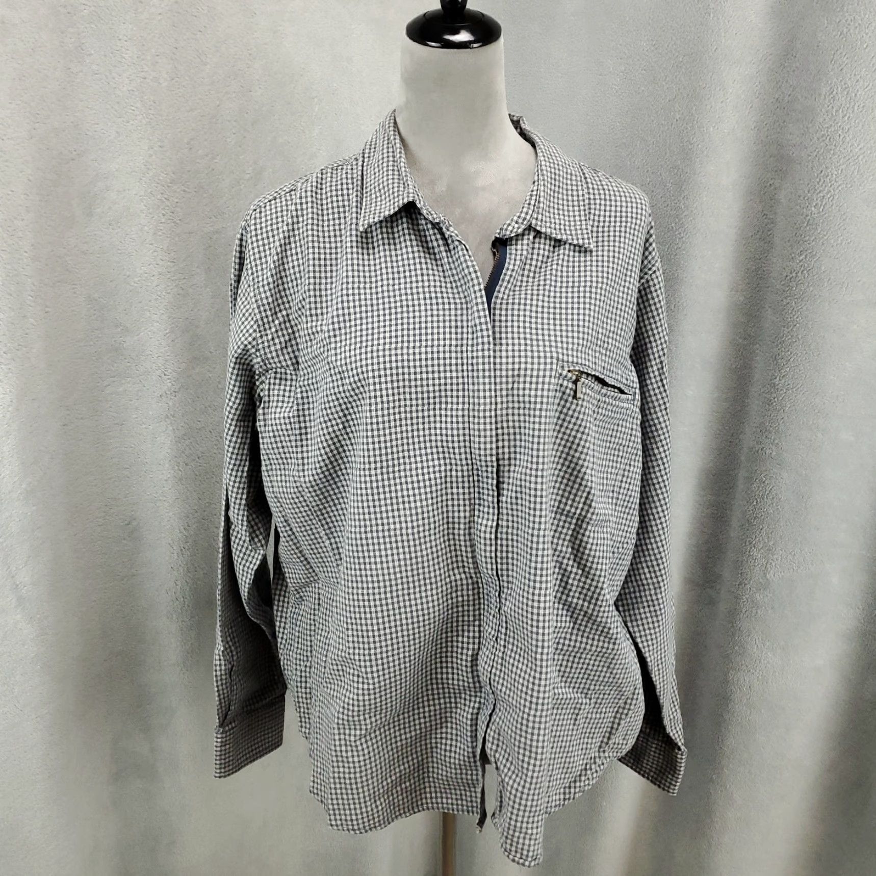 Eddie Bauer Eddie Bauer Womens Jacket 2XL Gingham Blue White Shirt Shacket Check Full Zip Size XXL / US 16-18 / IT 52-54 - 2 Thumbnail
