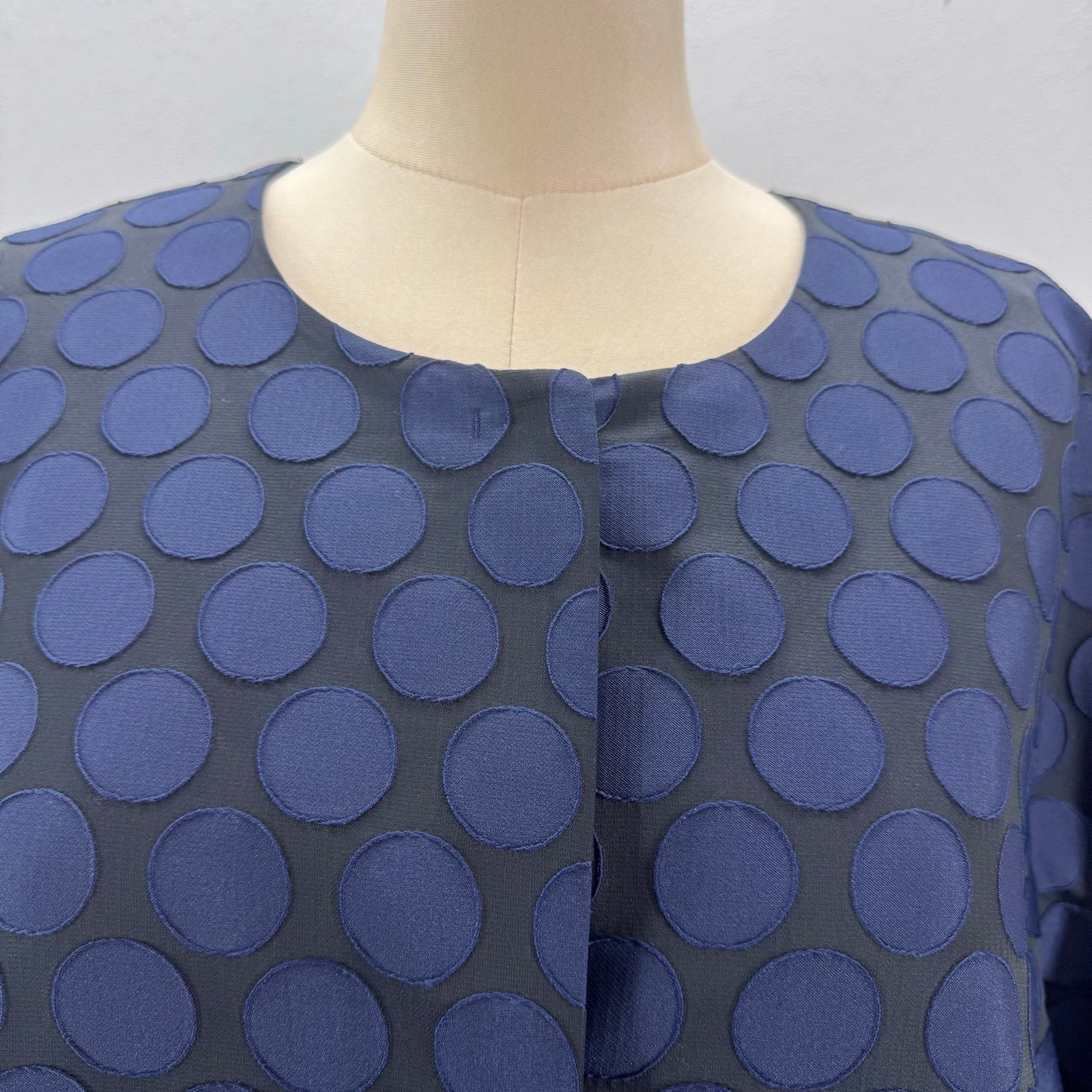 Marina Rinaldi Marina Rinaldi Blue Navy Polkadot Coat Jacket Plus 22 Career Size 3XL / US 20-22 - 2 Thumbnail
