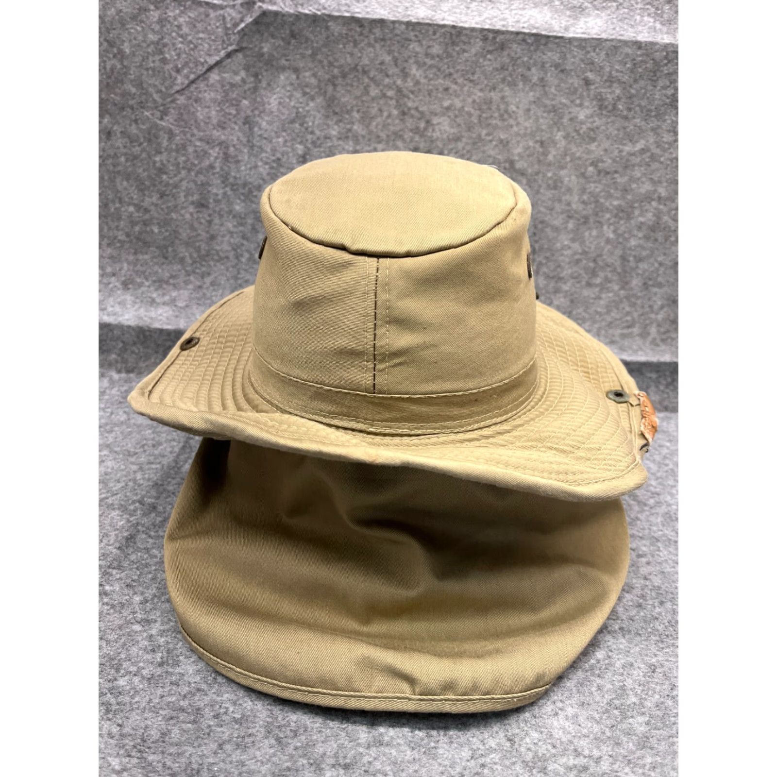 Vintage Sun Bucket Hat Unbranded Adult Small Beige 100% Cotton Neck Flap Beach Camping Outdoor Unisex Size ONE SIZE - 6 Thumbnail