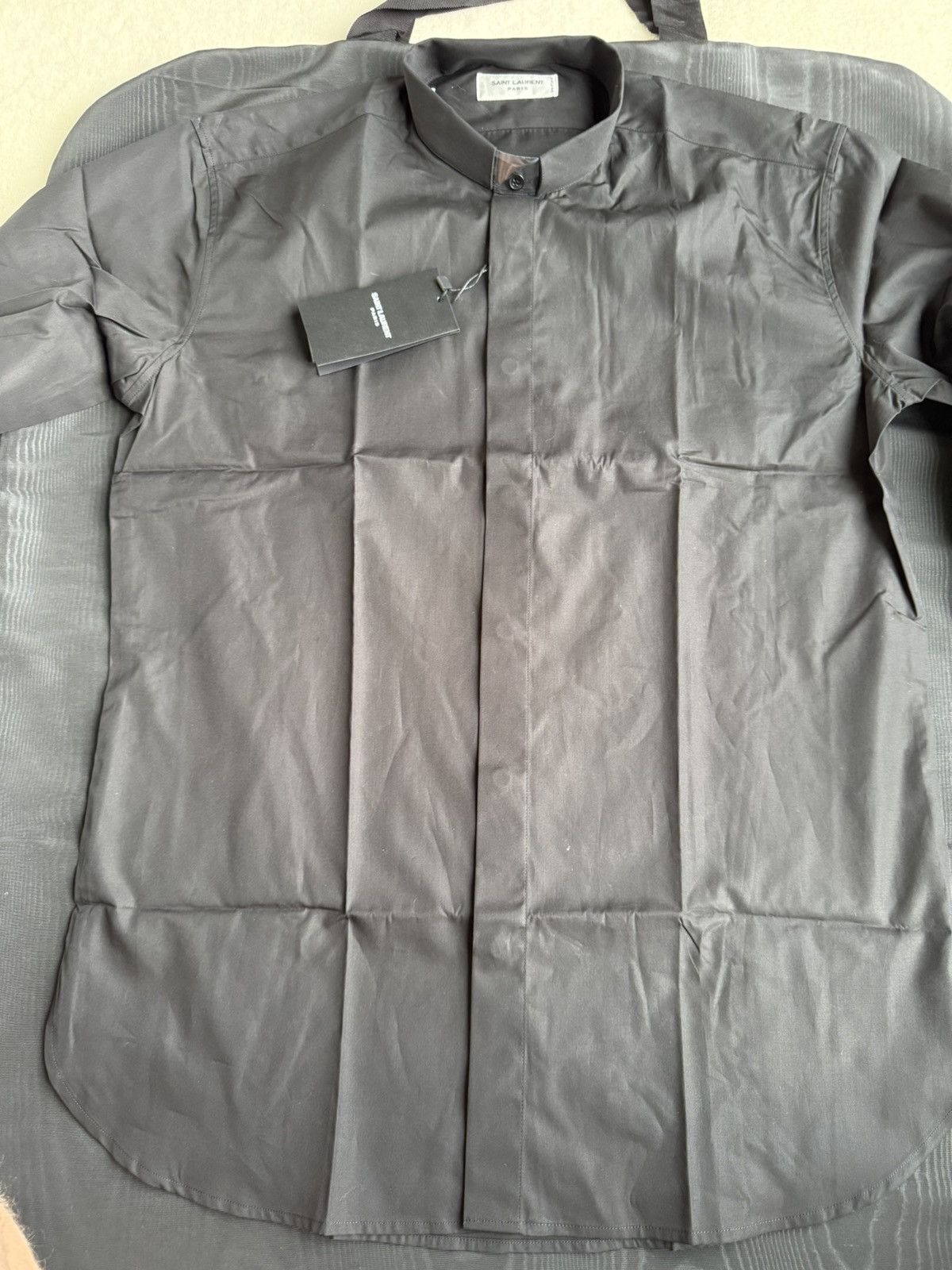 Saint Laurent Paris FW19 Saint Laurent black fixed collar shirt 38 grail Size 38R - 13 Thumbnail