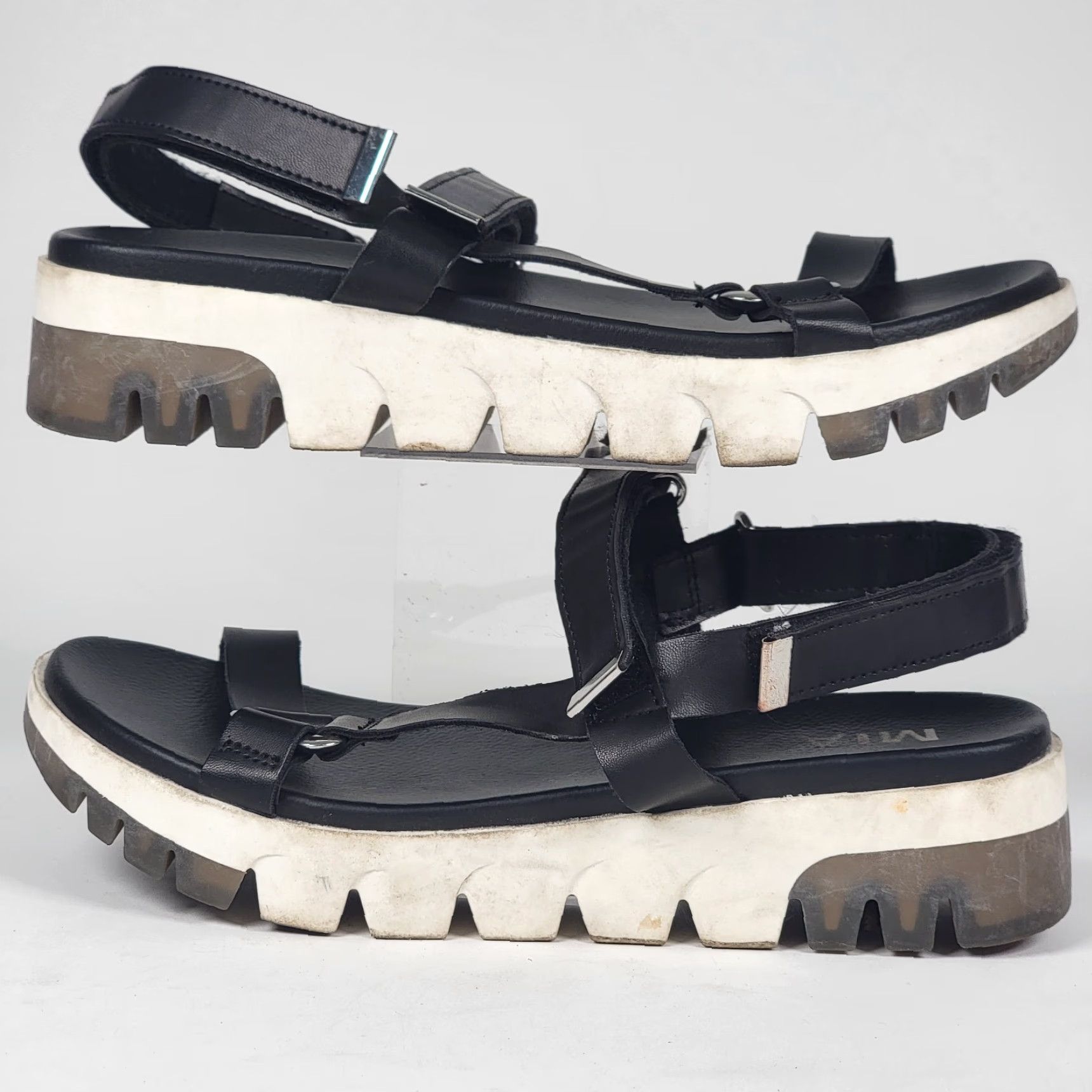 Vintage Mia Luca Sandals Womens 7 Slingback Black Faux Leather Platform Open Toe Casual Size US 7 / IT 37 - 4 Thumbnail