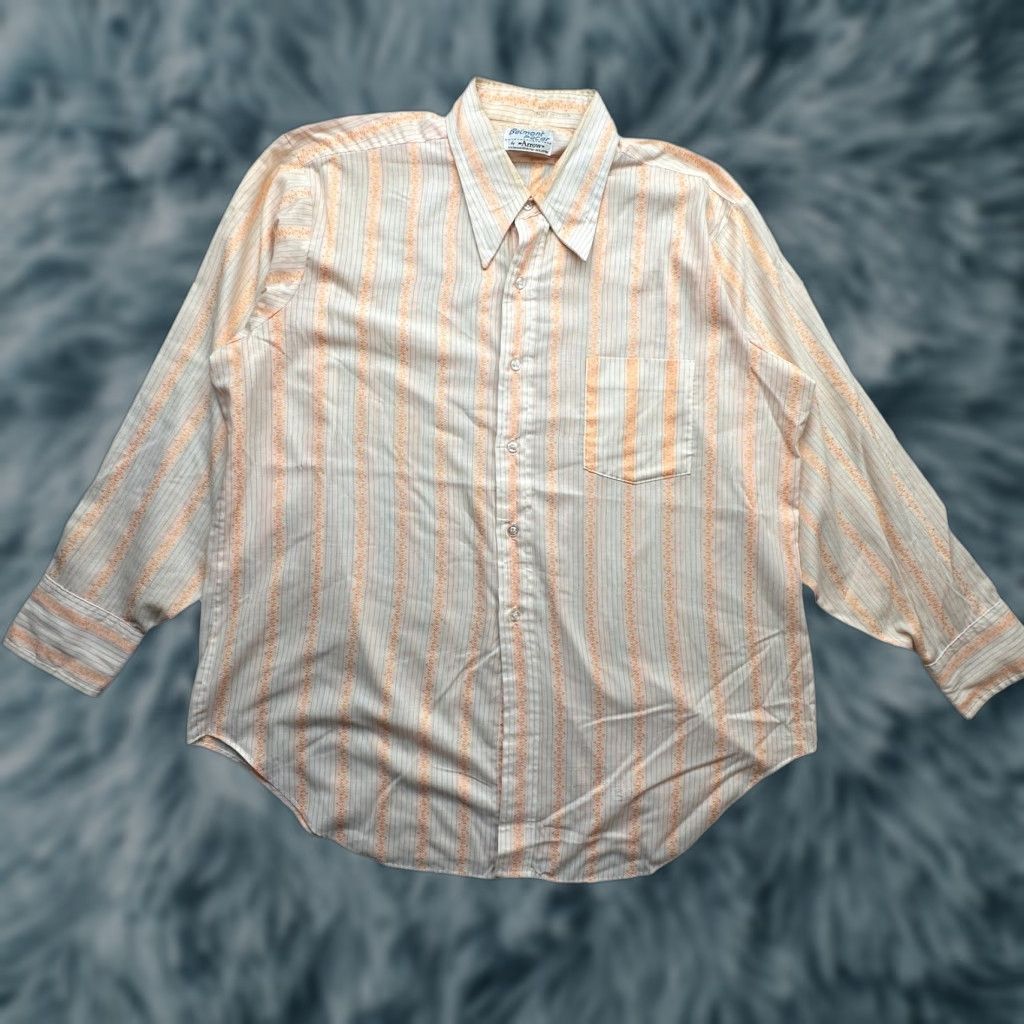 Arrow VINTAGE Belmont Pacer Arrow Sanforized Button Shirt Mens XL Long Sleeve Orange Striped 70s 80s Size US XL / EU 56 / 4 - 1 Thumbnail